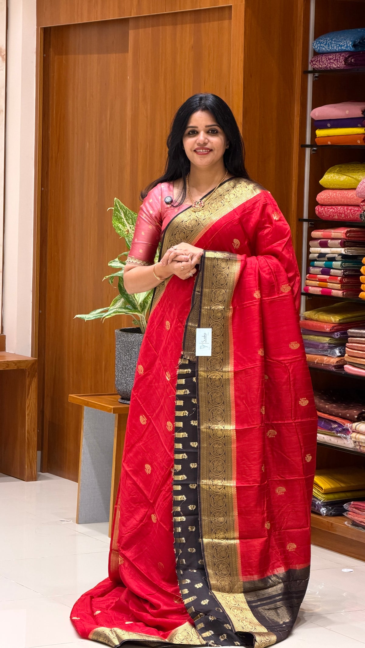 CREPE KANCHI SILK SUV5669-RED WITH BLACK