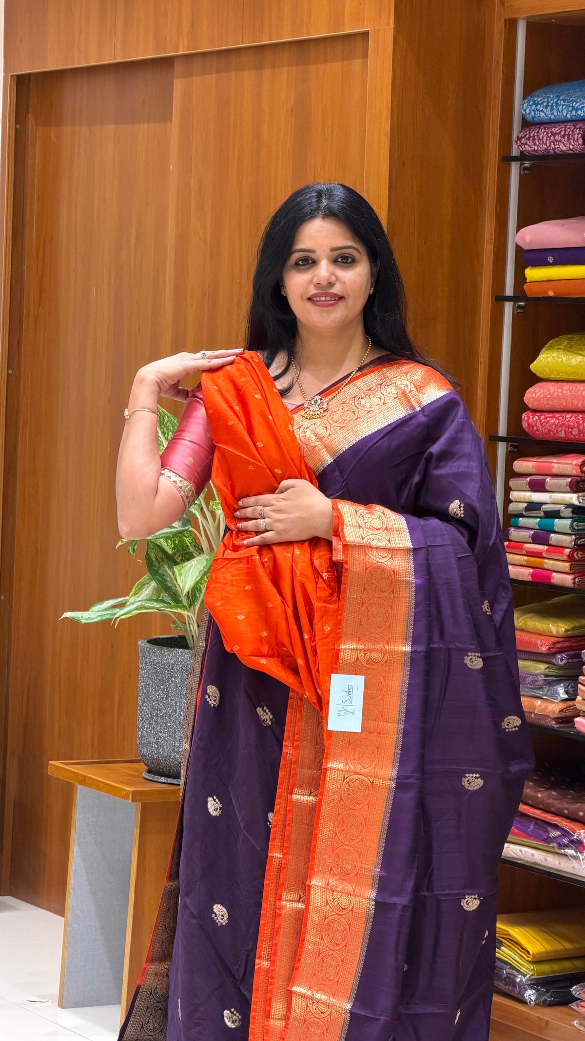 CREPE KANCHI SILK SUV5669-PURPLE WITH ORANGE