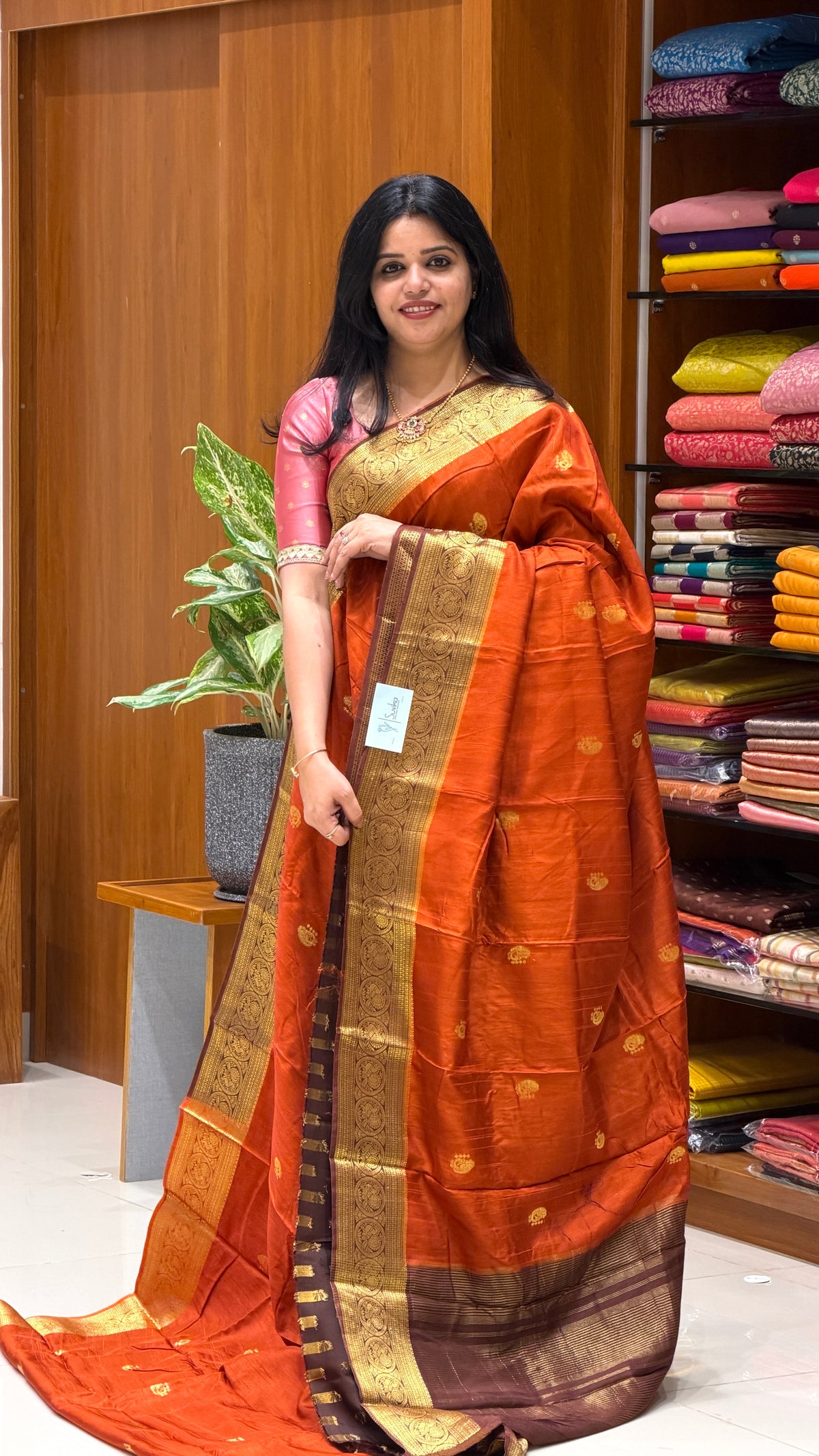 CREPE KANCHI SILK SUV5669-RUST WITH BROWN