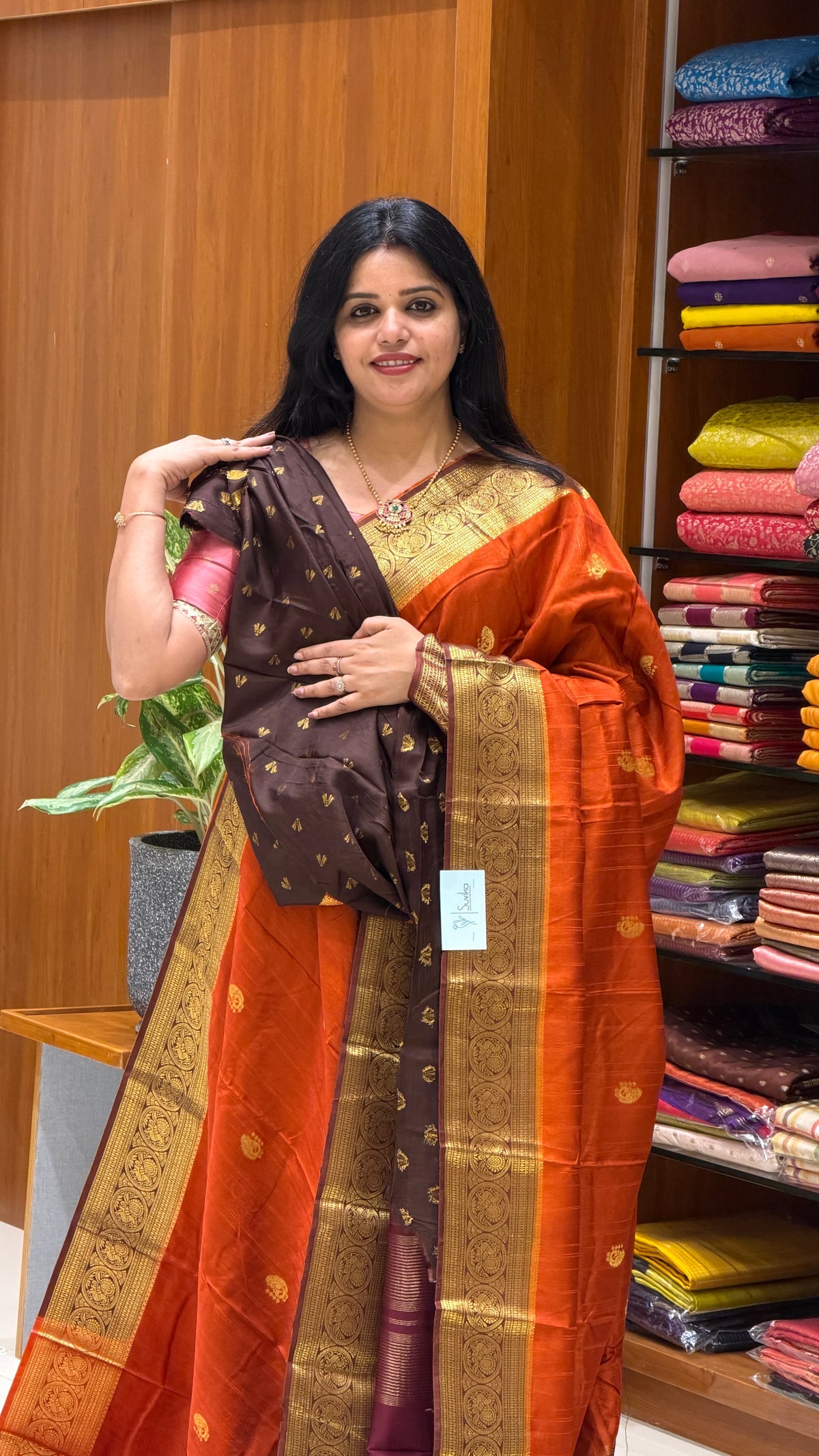 CREPE KANCHI SILK SUV5669-RUST WITH BROWN