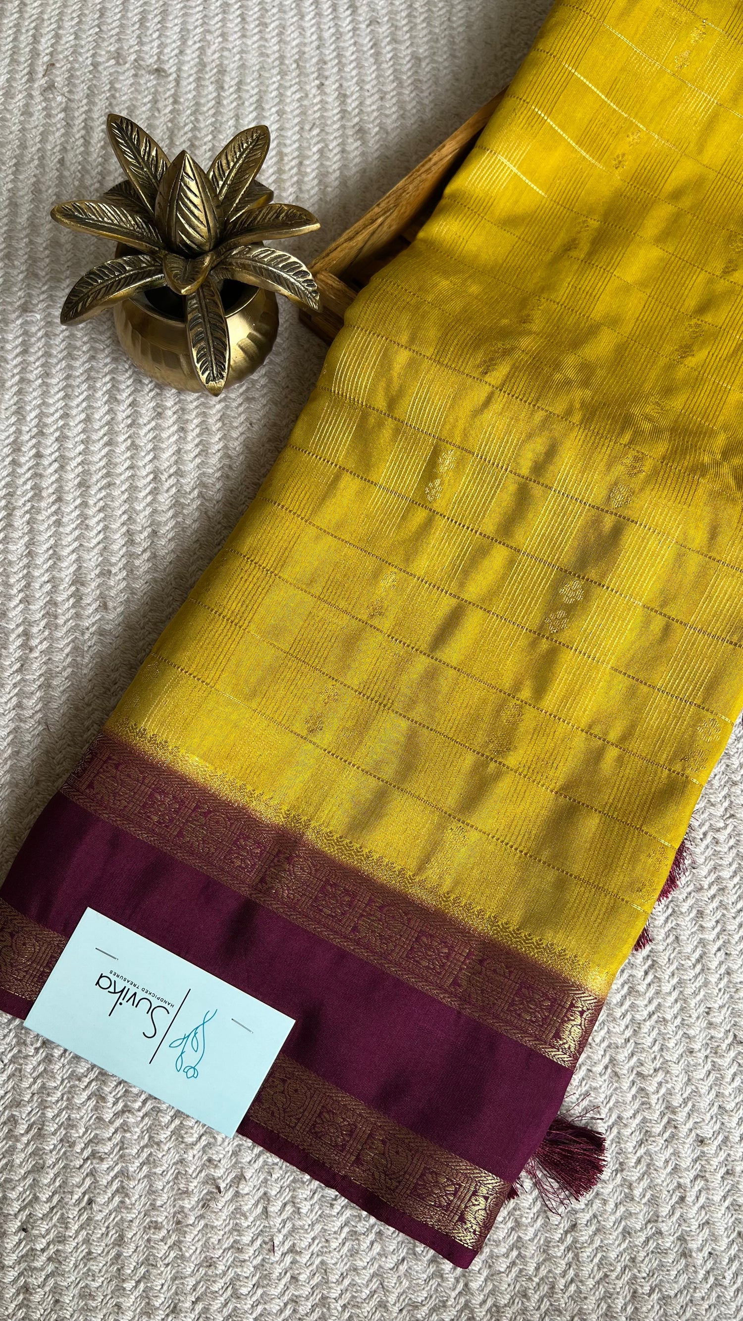CREPE SILK SAREE SUV5476-MINTYELLOW WITH WINE