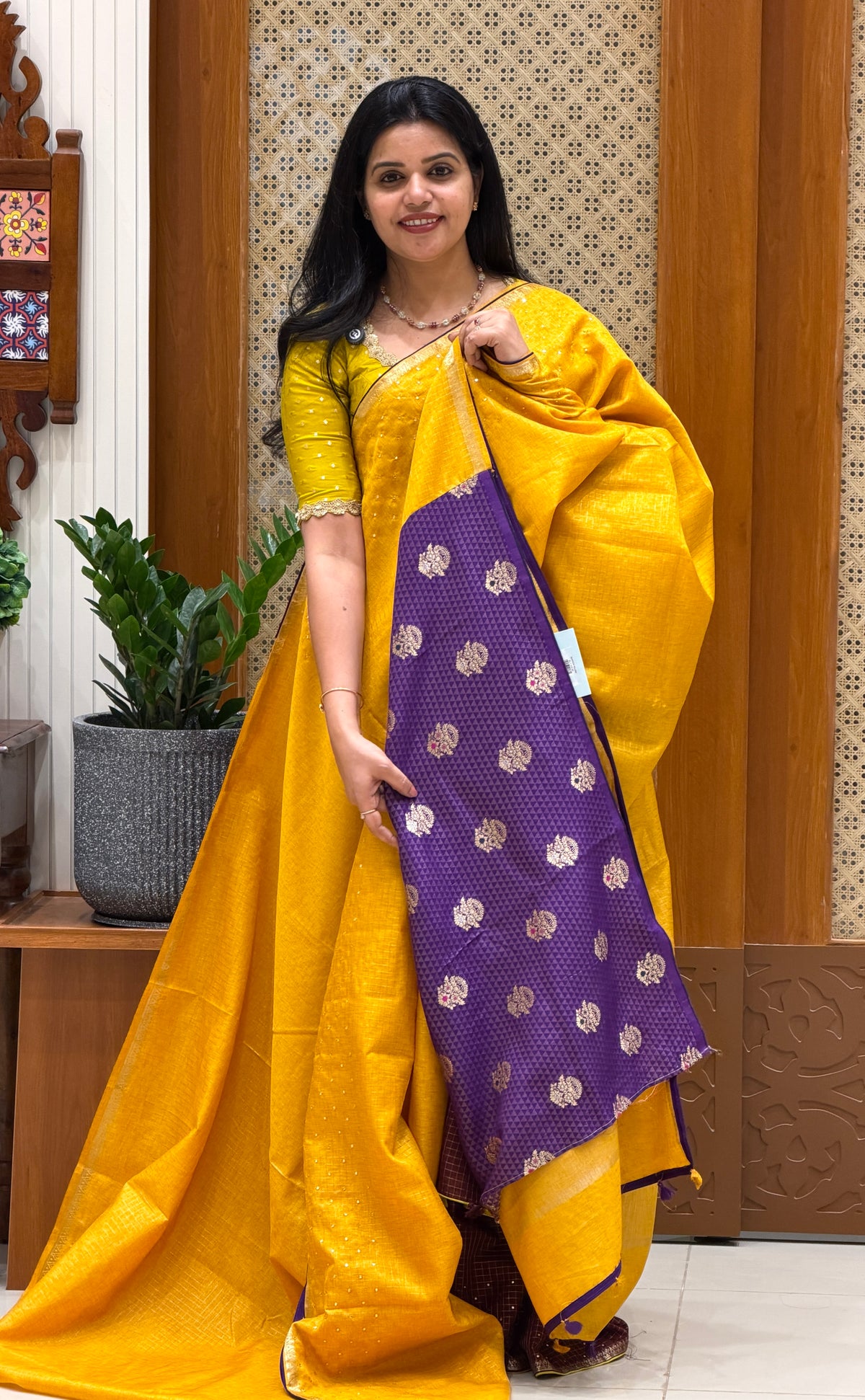 TUSSER SILK SUV5424-YELLOW