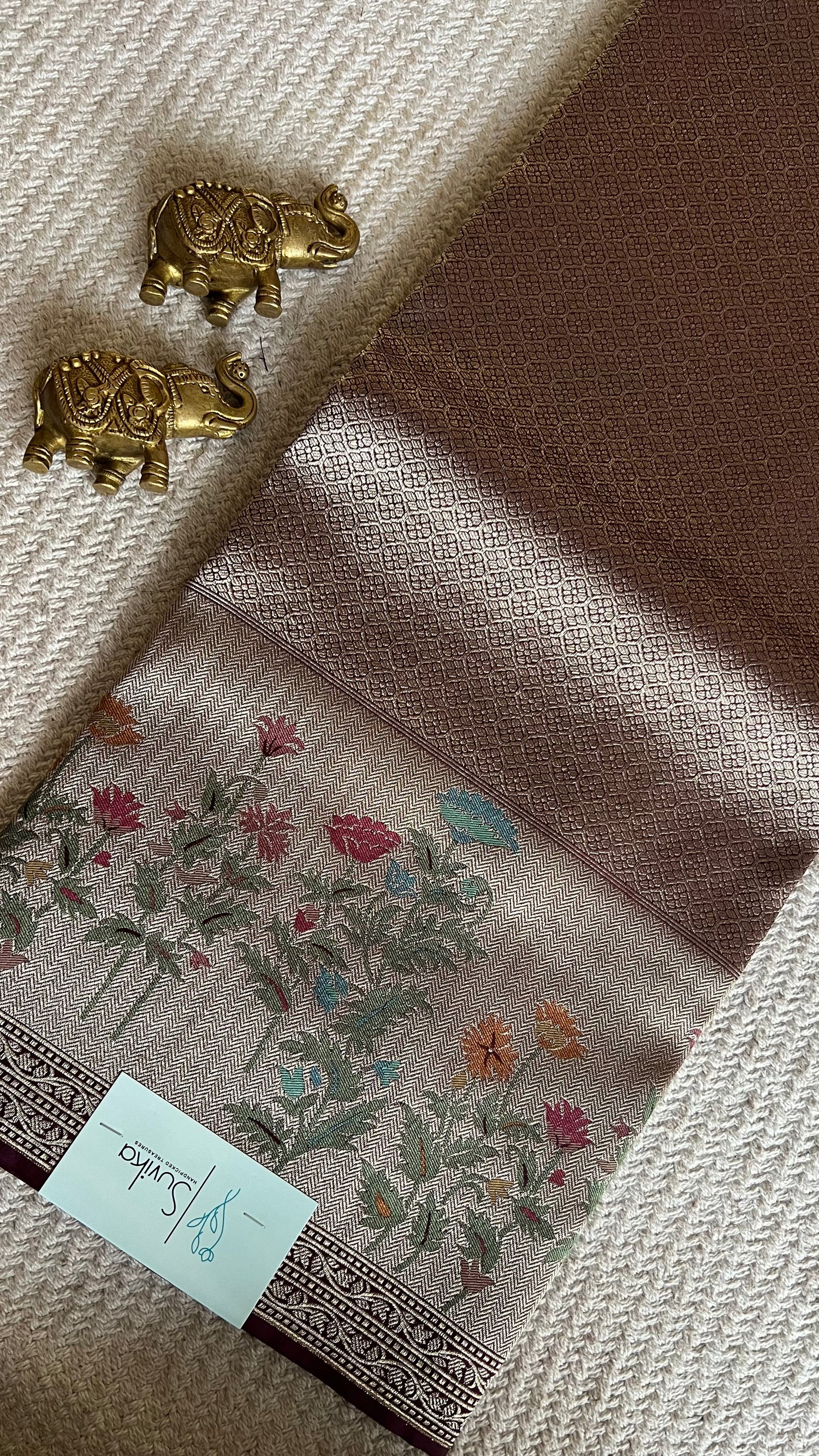 BROCADE TISSUE SAREE SUV5457-COFFEBROWN