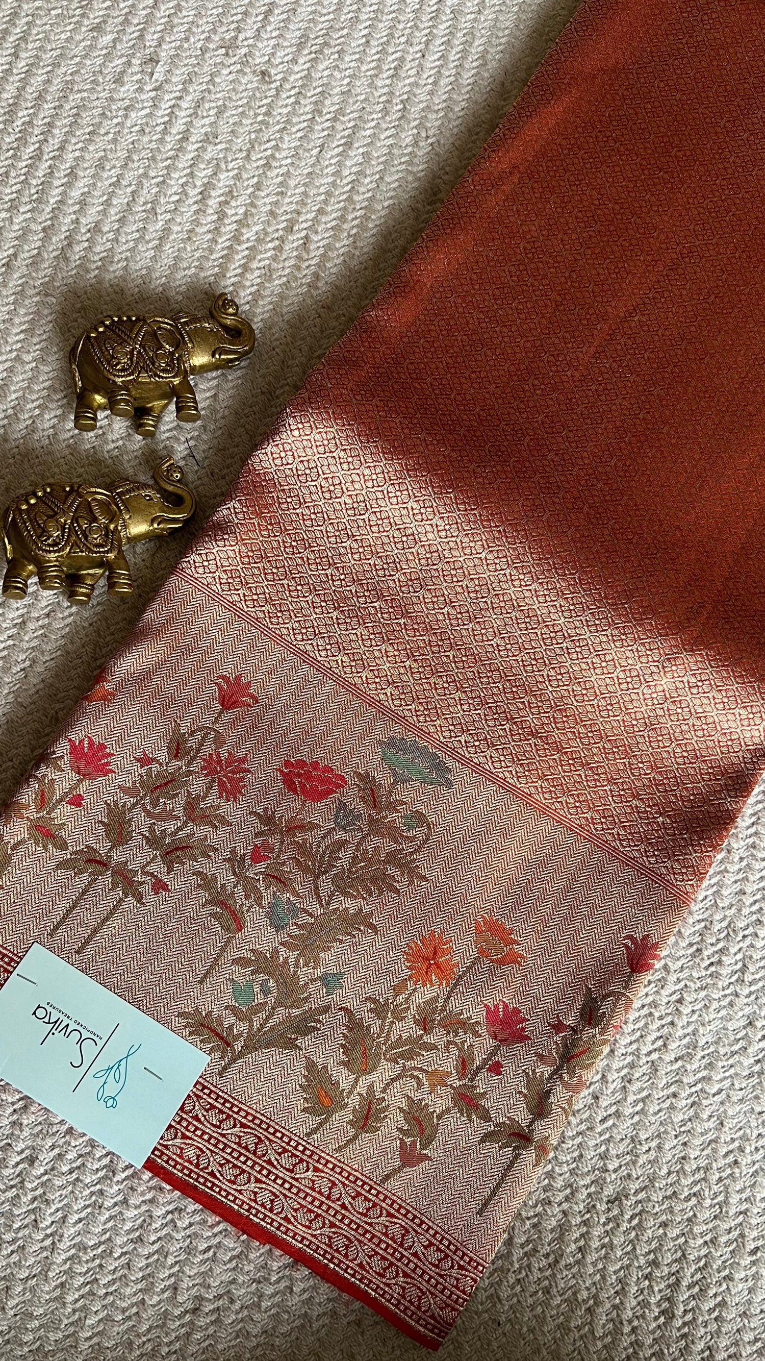 BROCADE TISSUE SAREE SUV5457-ORANGE