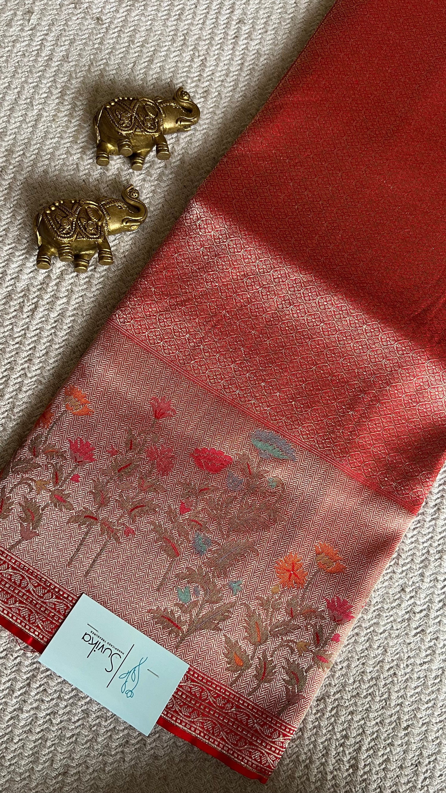 BROCADE TISSUE SAREE SUV5457-RED