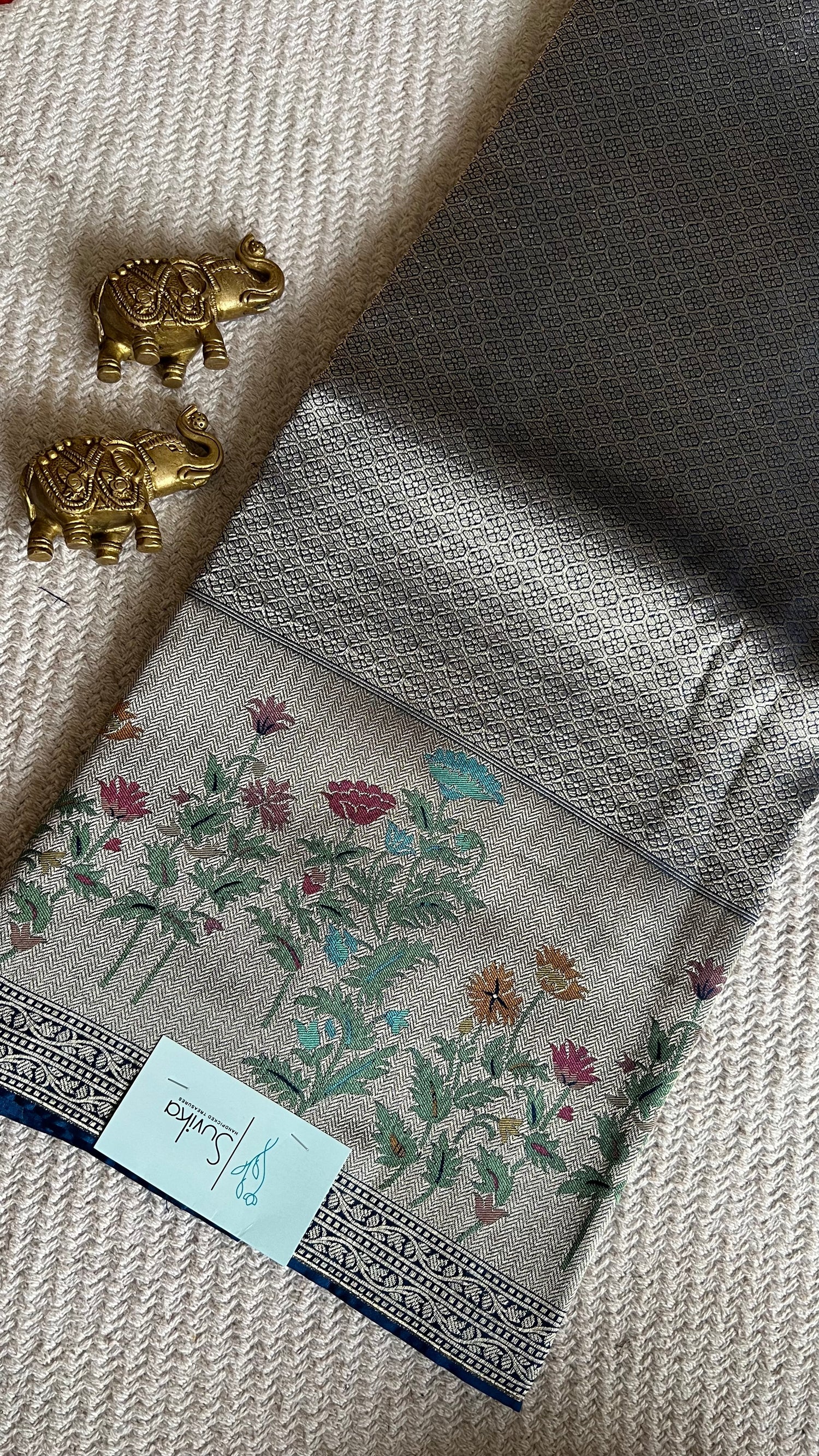 BROCADE TISSUE SAREE SUV5457-BLUE