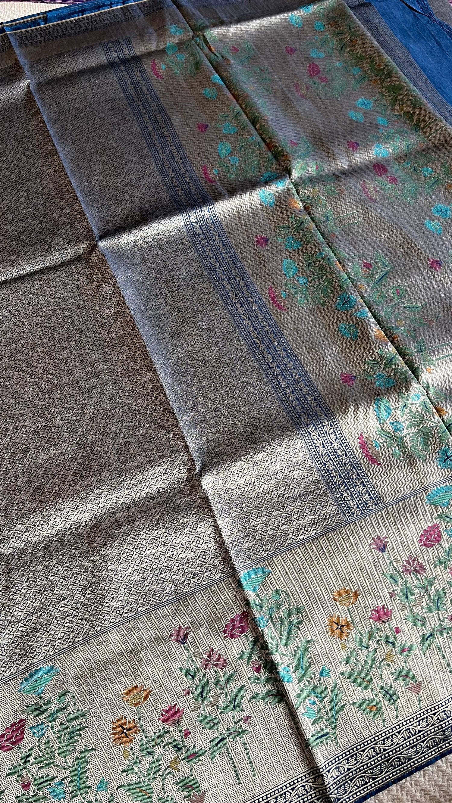 BROCADE TISSUE SAREE SUV5457-BLUE