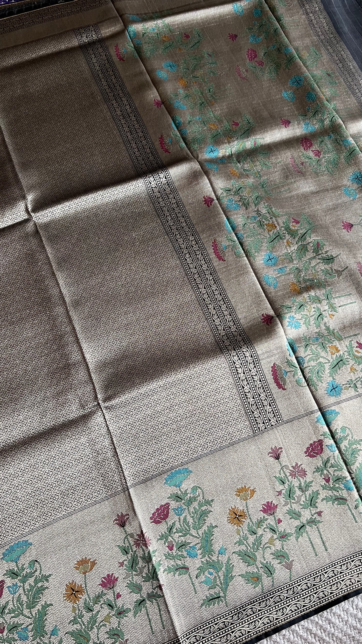 BROCADE TISSUE SAREE SUV5457-BLACK