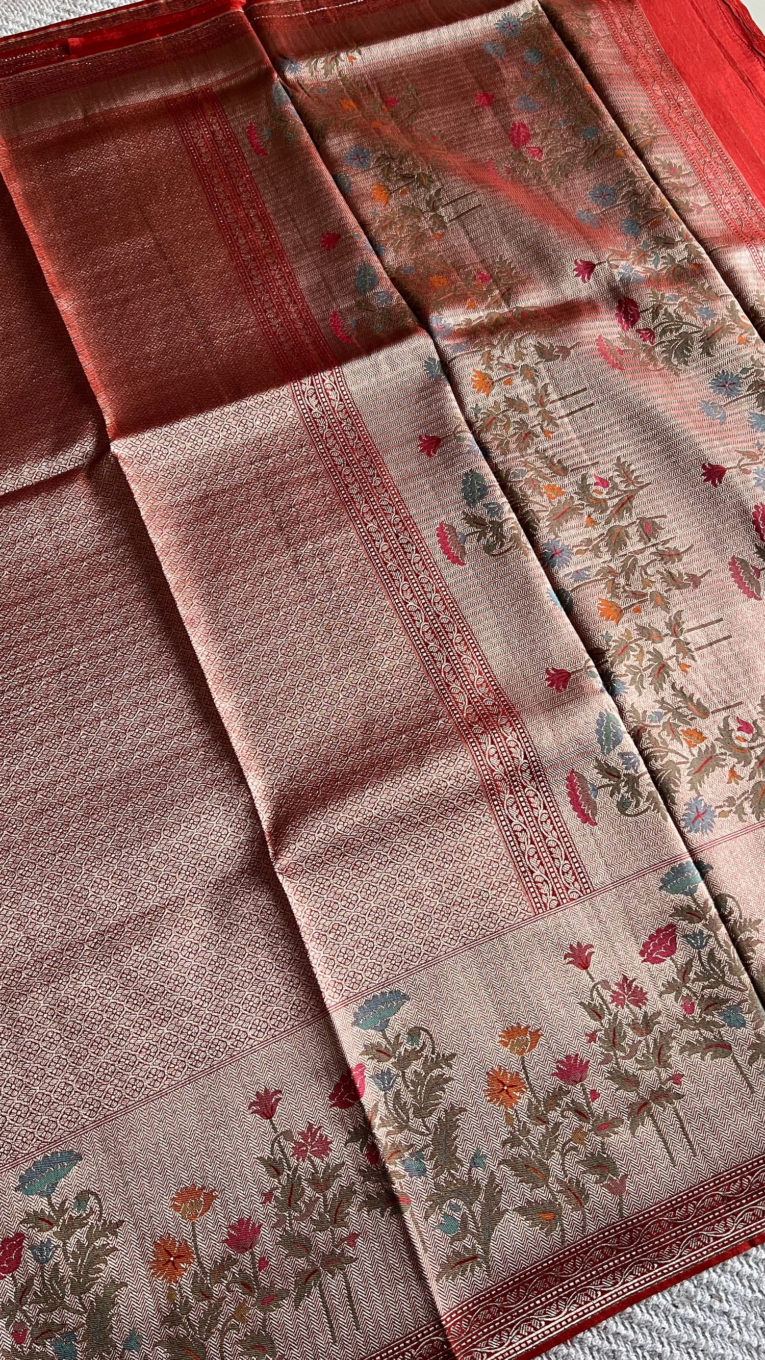 BROCADE TISSUE SAREE SUV5457-ORANGE