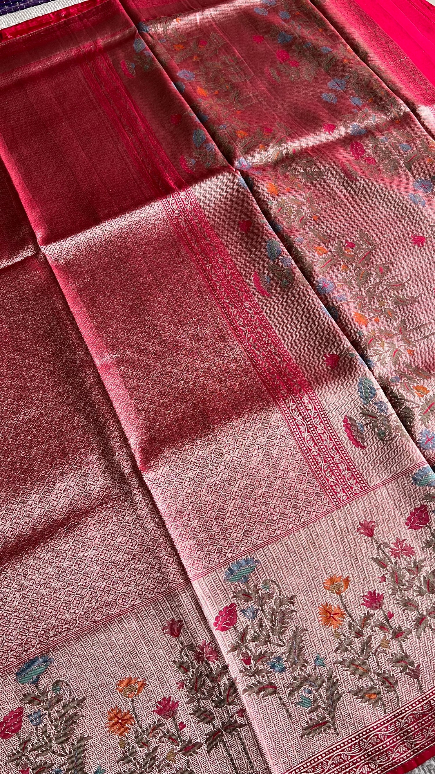 BROCADE TISSUE SAREE SUV5457-PINK