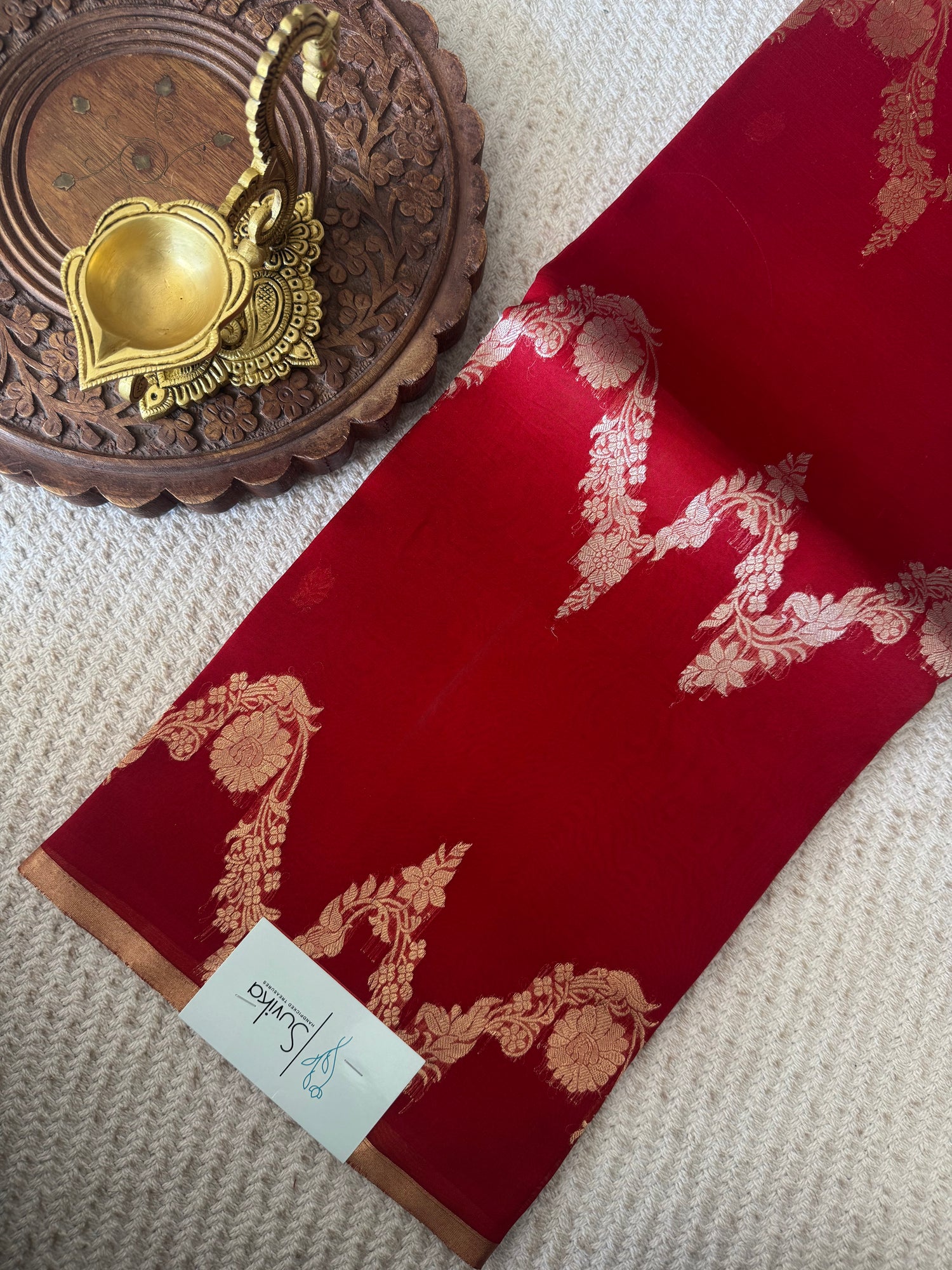 PSUV150 - RED PURE KORA SILK SAREE