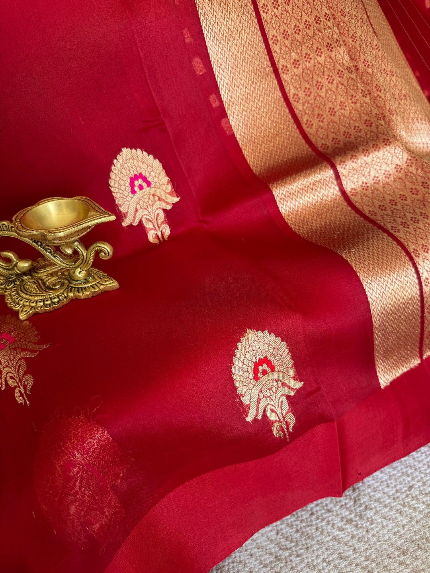 PSUV136 - RED PURE KORA SILK SAREE