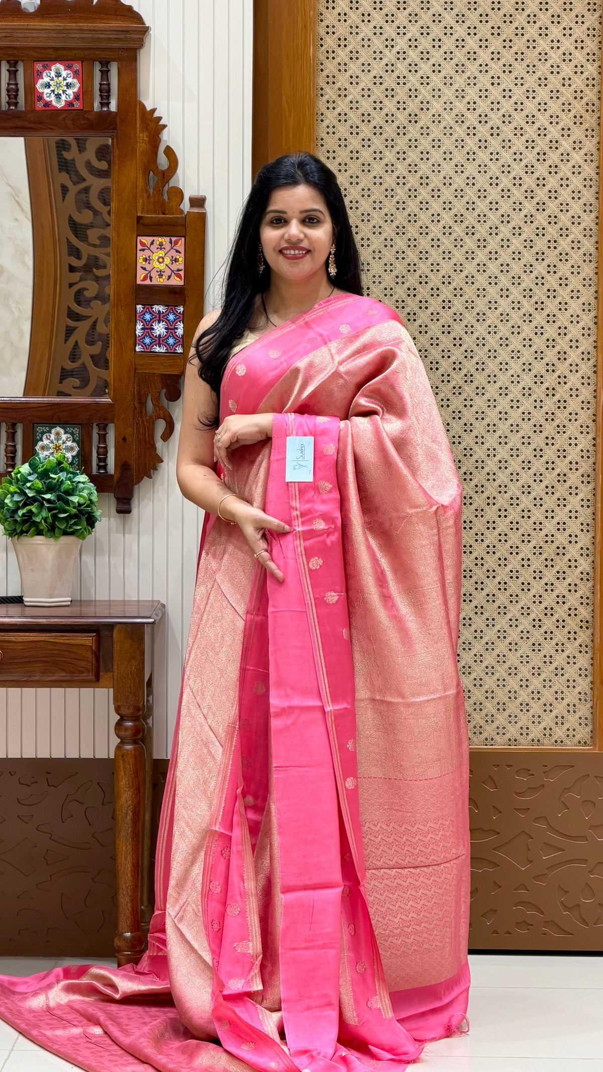 SUV5677-BABYPINK TISSUE CREPE SAREE