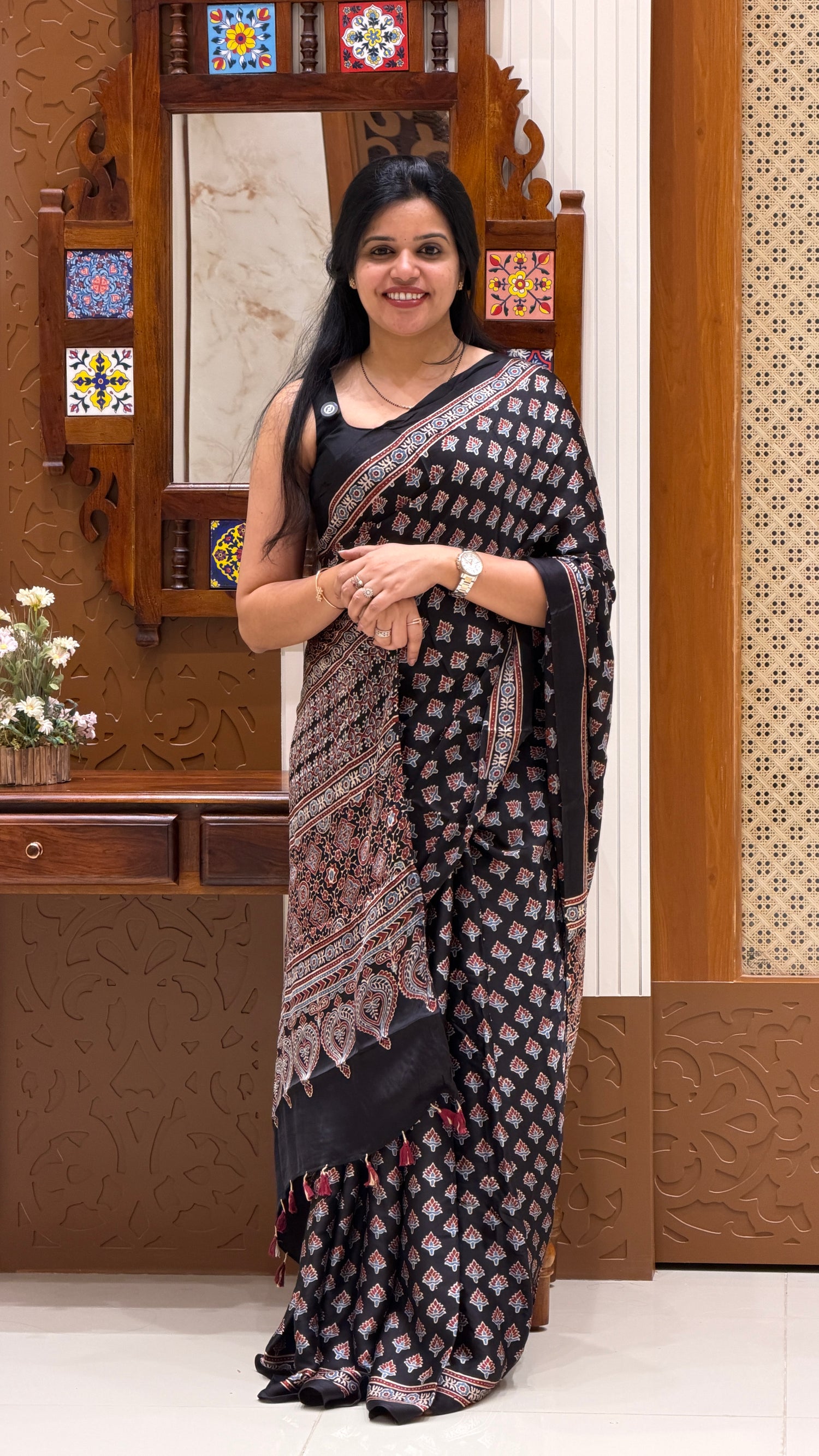 SUV4490-BLACK Pure modal silk saree