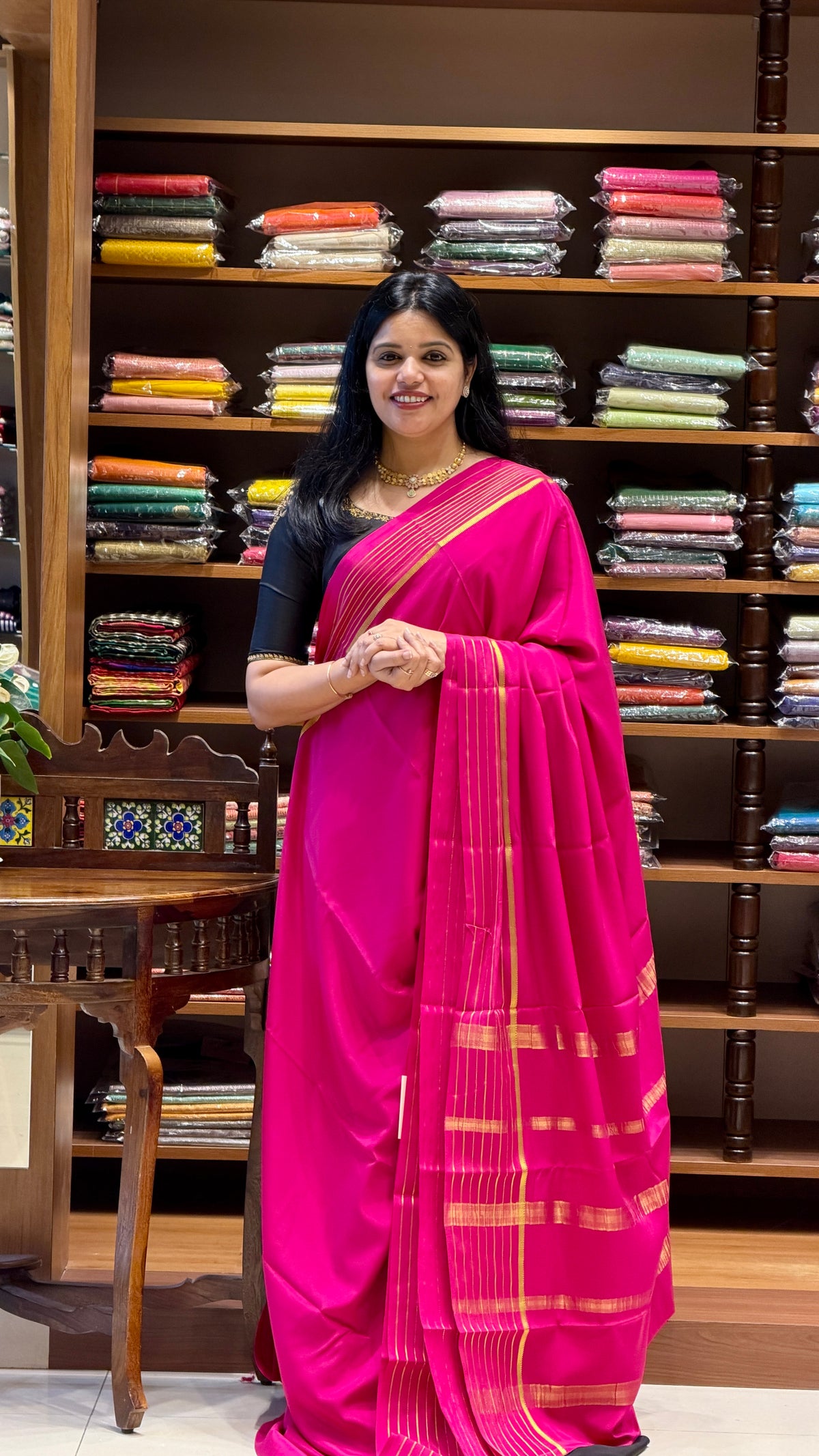 PURE MYSORE CREPE SAREE PSH98-PINK