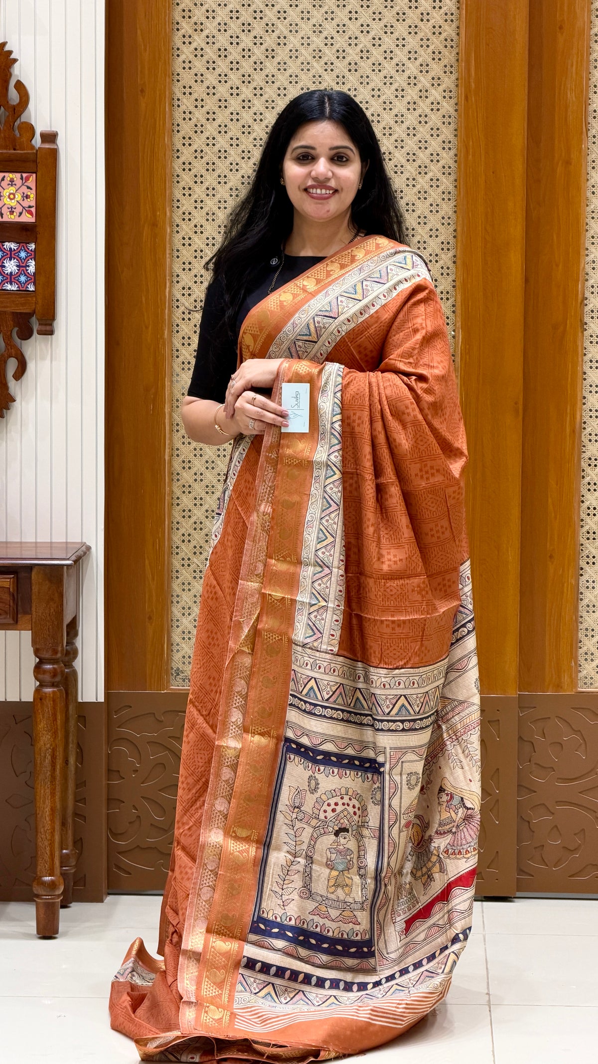 SILK COTTON SAREE SUV5928-RUST