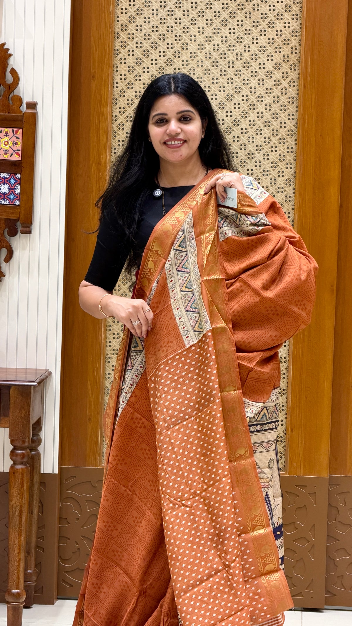 SILK COTTON SAREE SUV5928-RUST