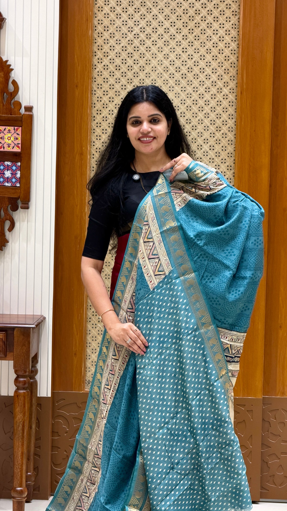 SILK COTTON SAREE SUV5928-SEABLUE