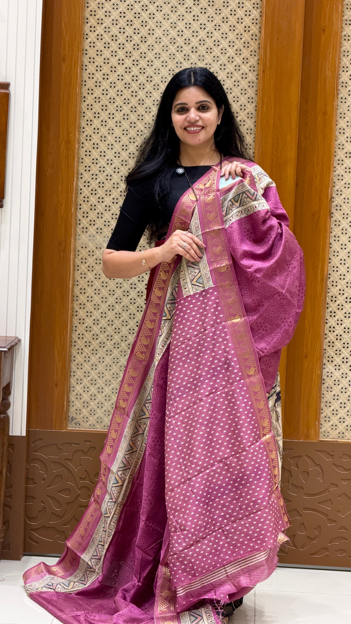 SILK COTTON SAREE SUV5928-ONIONPINK