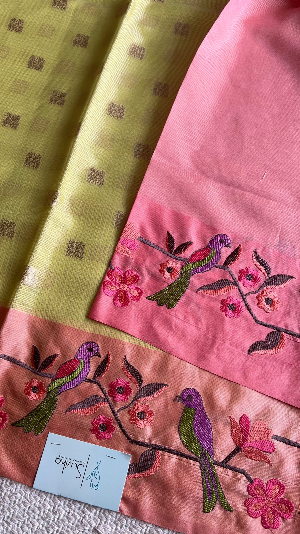 KOTA SILK SUV5183-PARROTGREEN WITH PEACH
