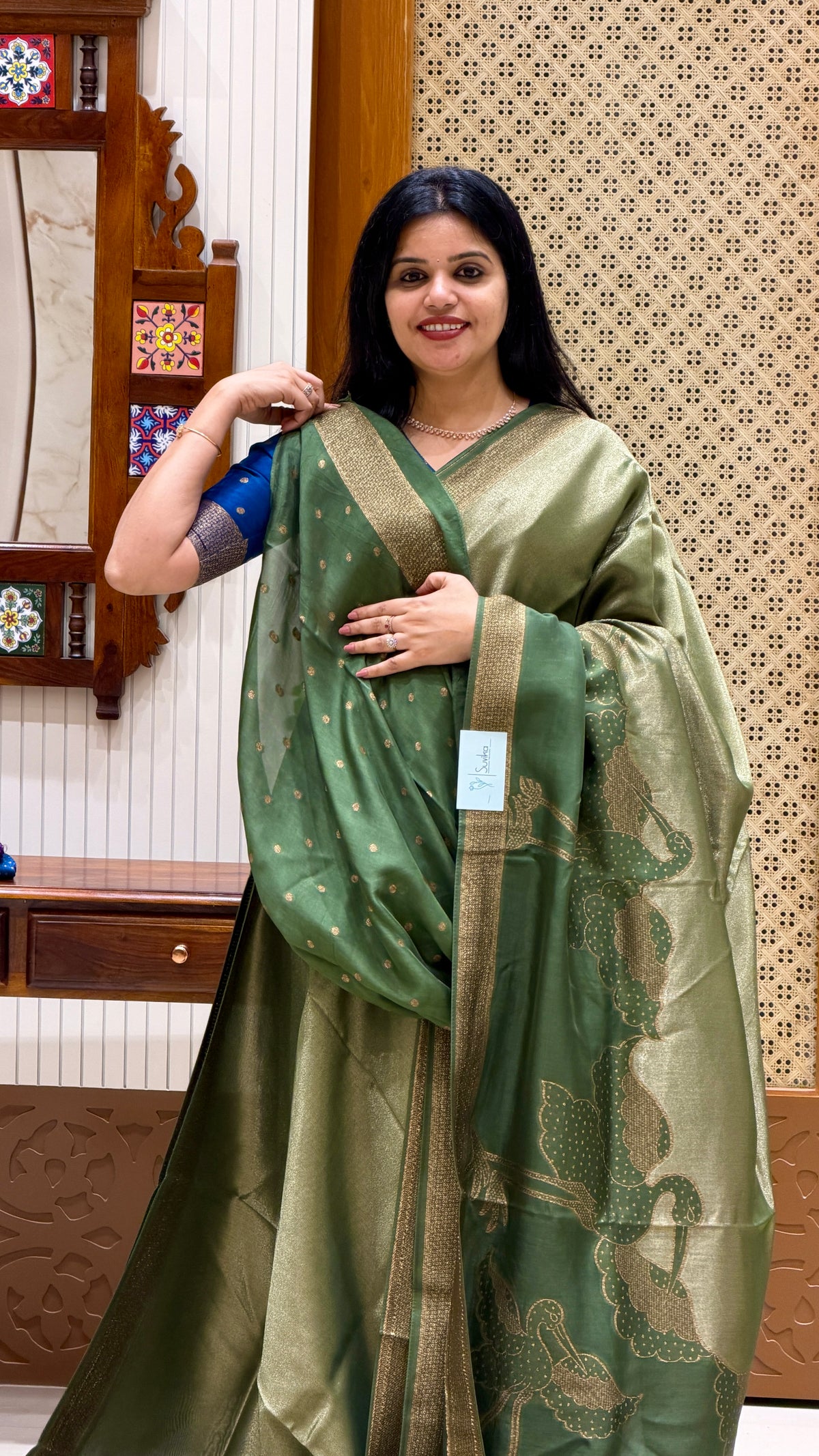 KOSA SILK SAREE SUV5392-OLIVEGREEN