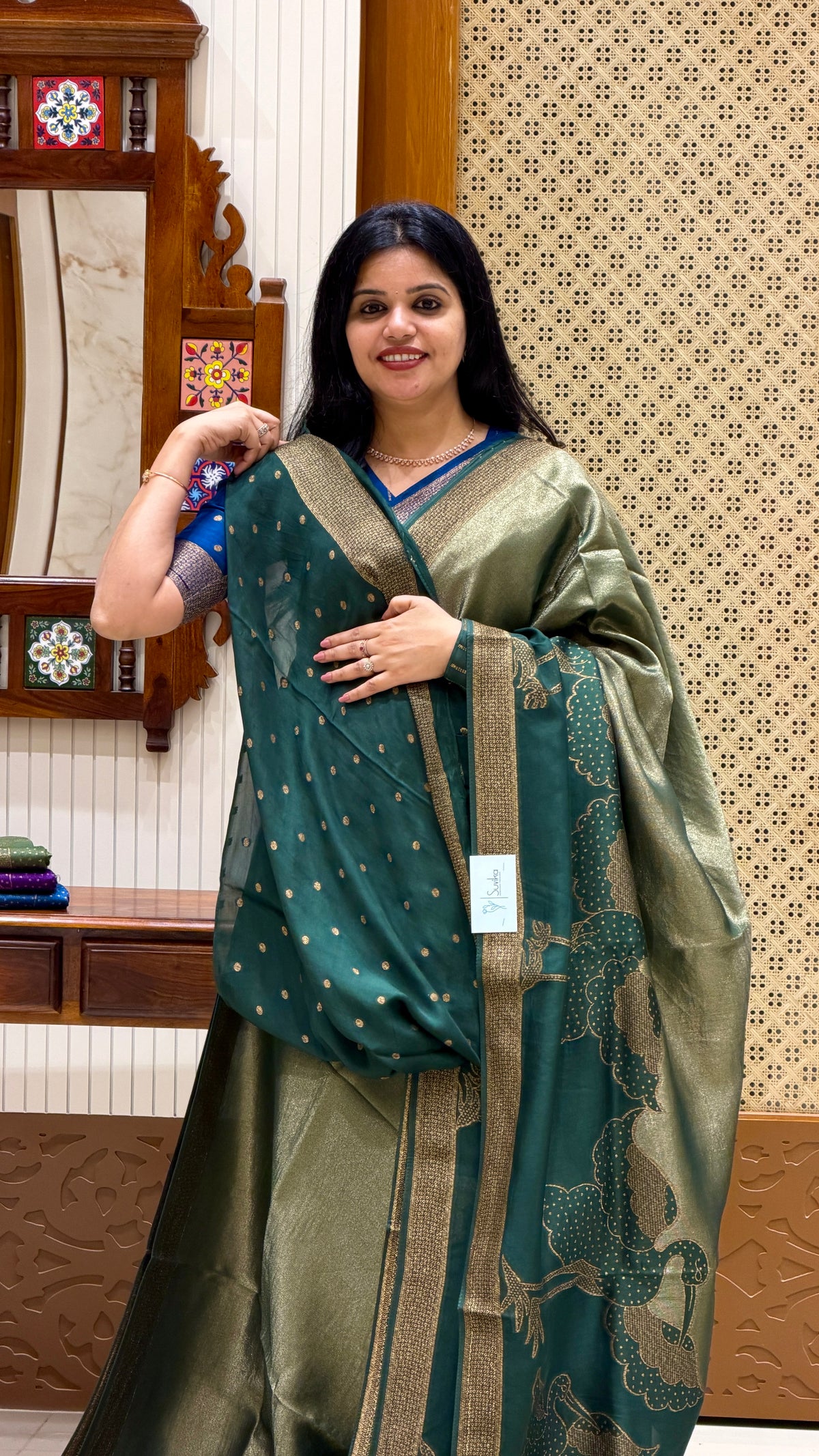 KOSA SILK SAREE SUV5392-BOTTLEGREEN