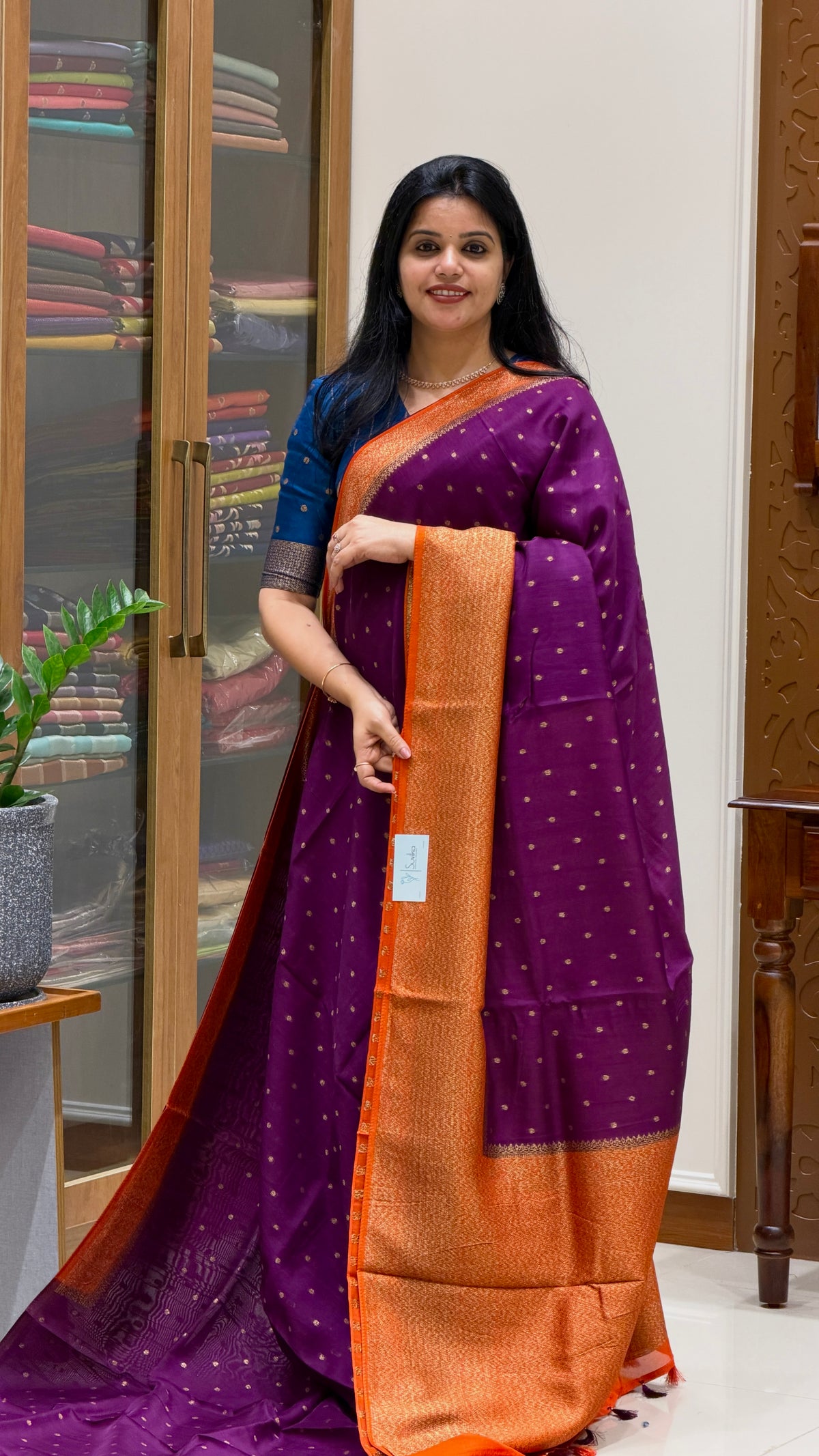 JUTE TUSSER SILK SUV5787-MAGENTA WITH ORANGE