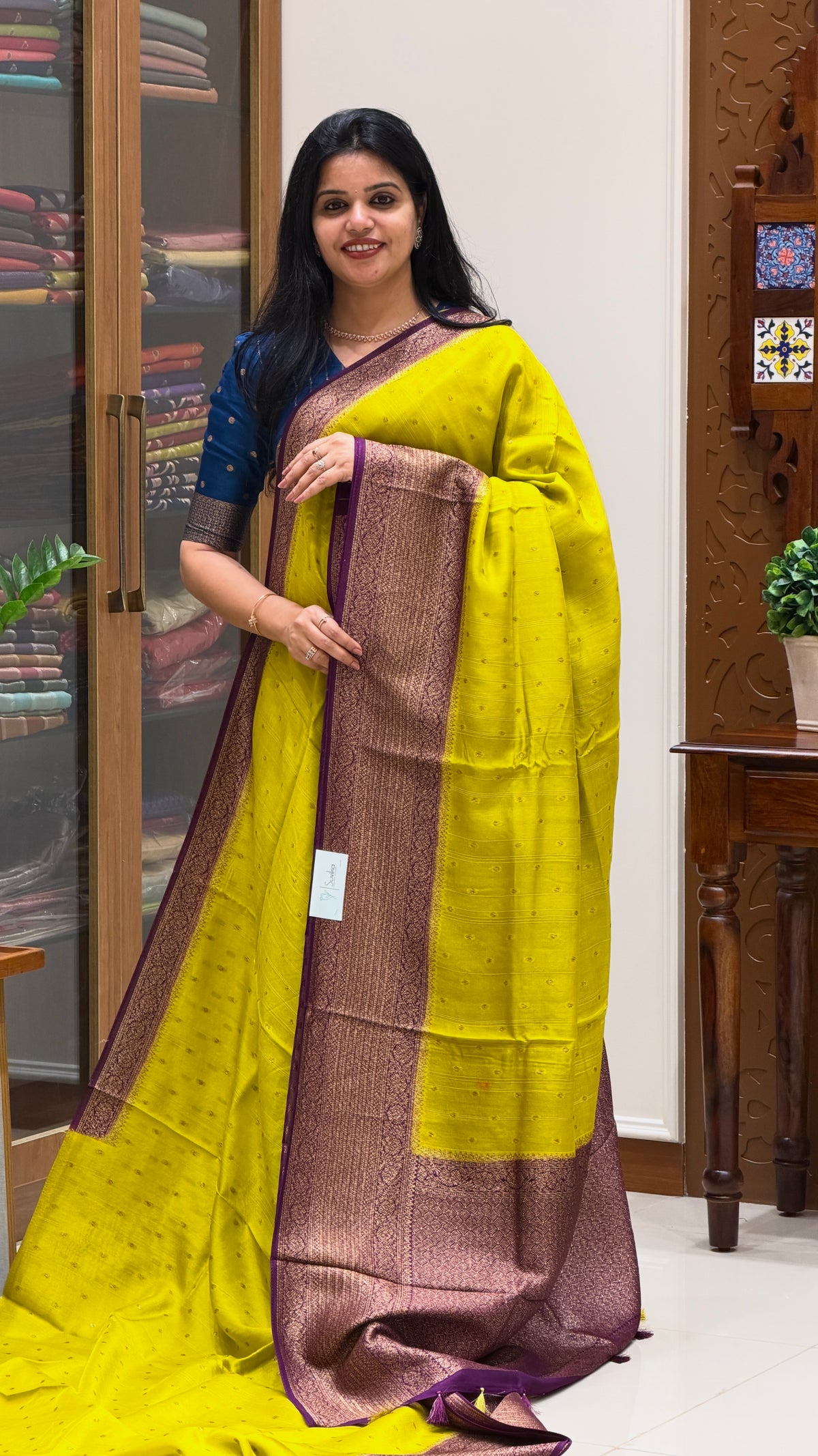 JUTE TUSSER SILK SAREE SUV5787-MINTGREEN WITH PURPLE