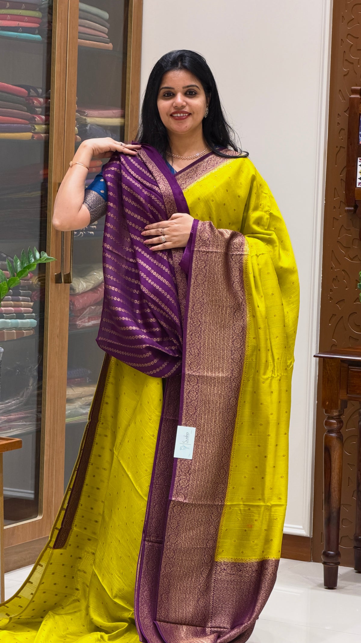 JUTE TUSSER SILK SAREE SUV5787-MINTGREEN WITH PURPLE