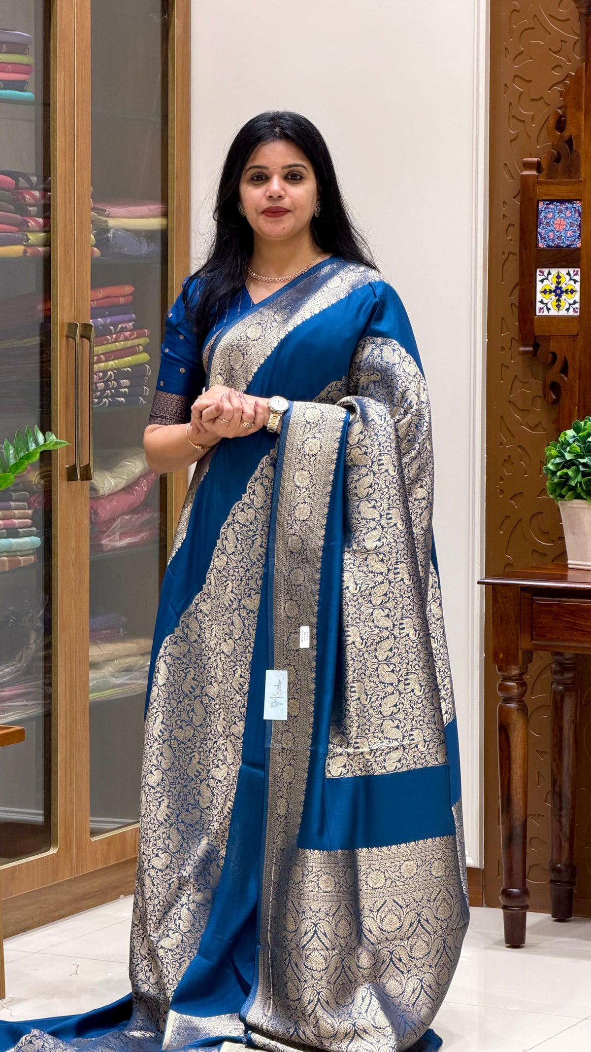 VISCOSE CREPE SAREE SUV5895-SAPHIREBLUE