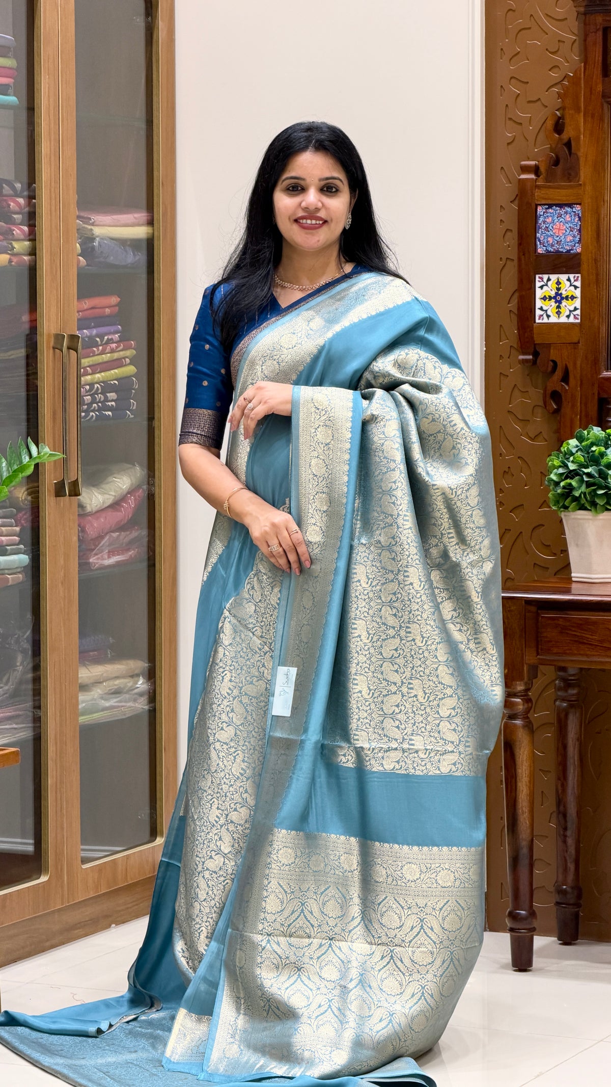 VISCOSE CREPE SAREE SUV5895-SEABLUE