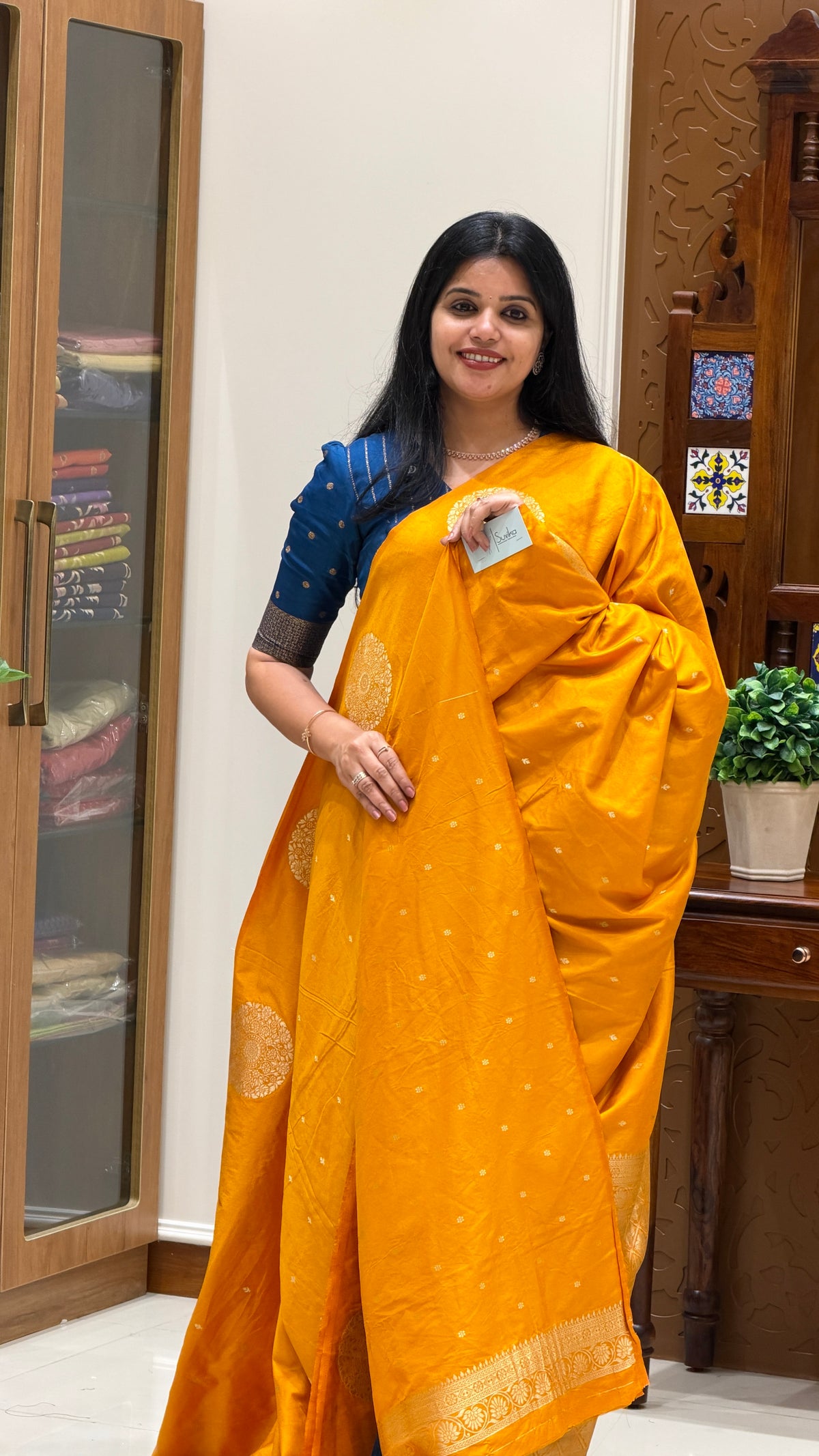 CREPE SILK SAREE SUV5837-MUSTARD