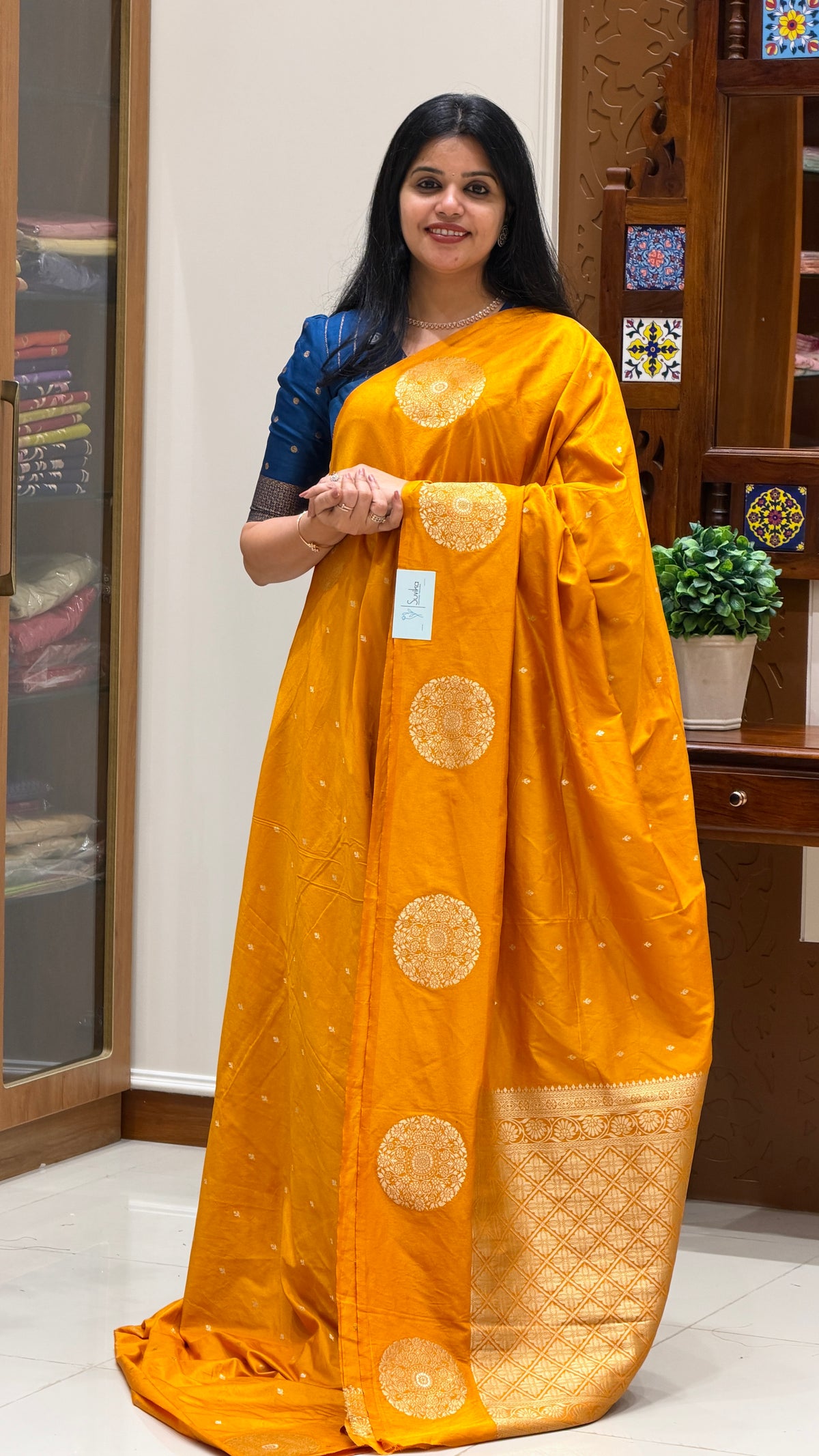 CREPE SILK SAREE SUV5837-MUSTARD