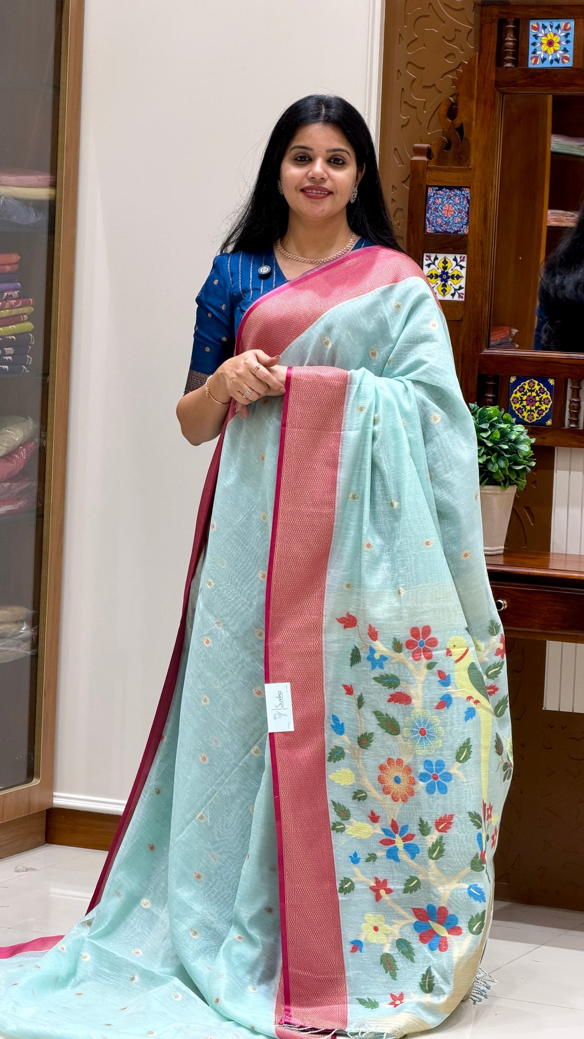 SILK COTTON  SAREE SUV5982-SEAGREEN