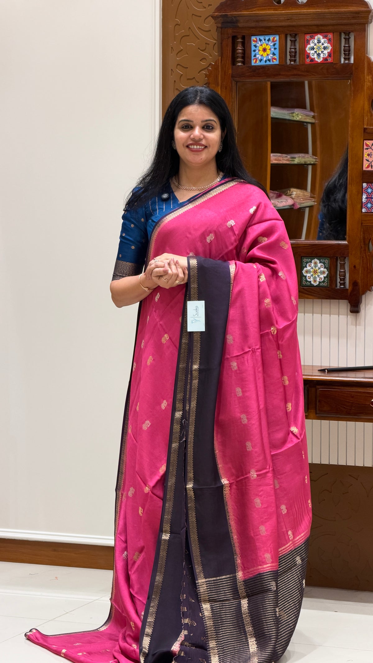 CREPE SILK SAREE SUV6029-PINK WITH GRAPE