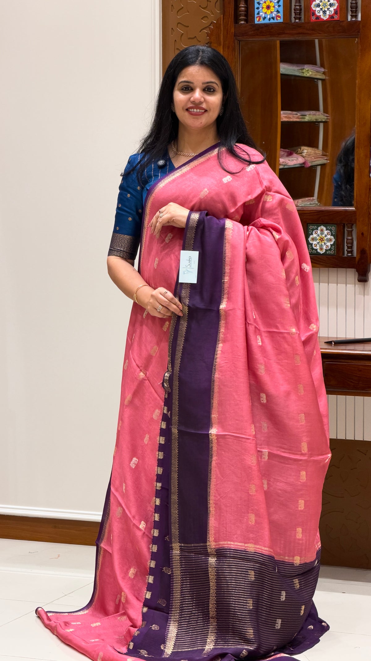 CREPE SILK SAREE SUV6029-ONIONPINK WITH PURPLE