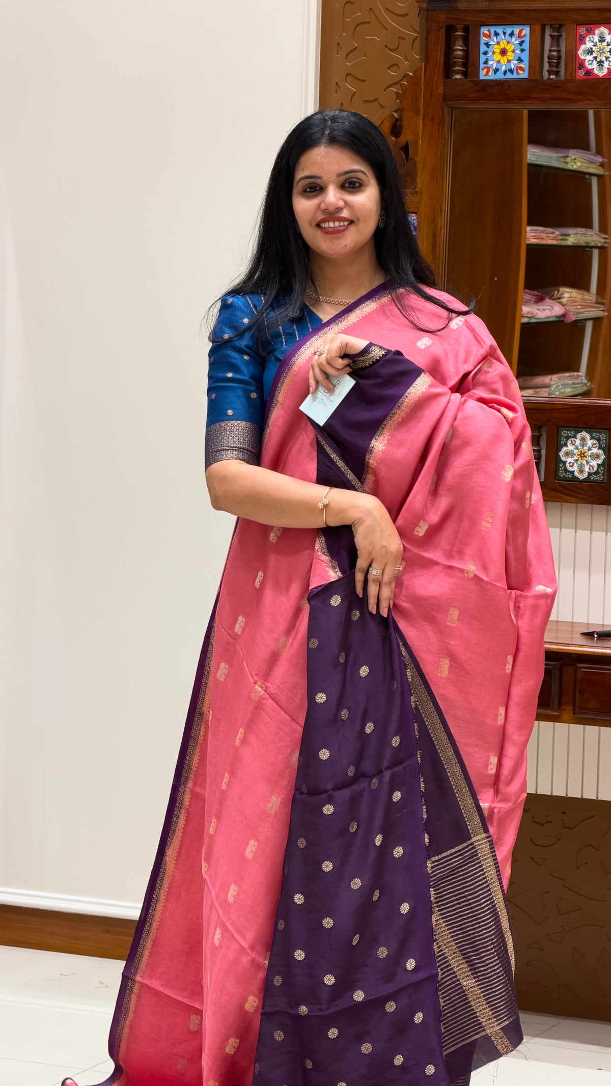 CREPE SILK SAREE SUV6029-ONIONPINK WITH PURPLE