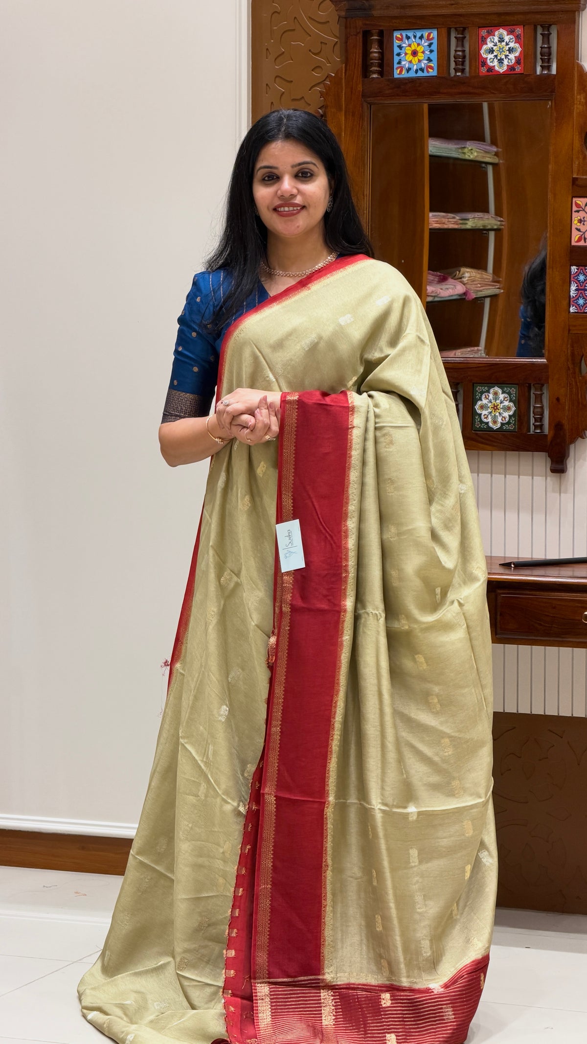 CREPE SILK SAREE SUV6029-CHIKKU WITH RED
