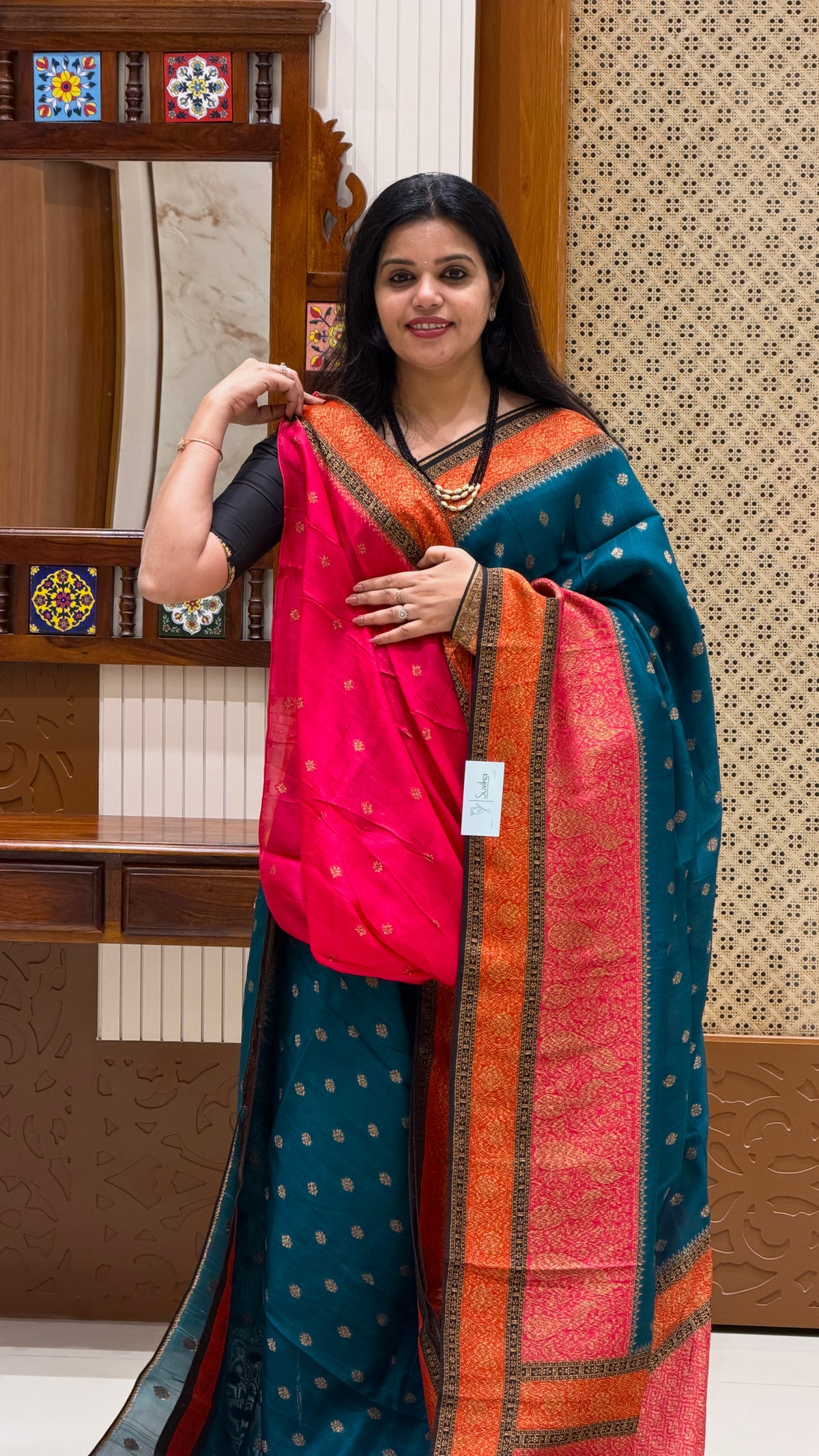 BANARASI DUPION SILK SAREE SUV5812-RAMAGREEN