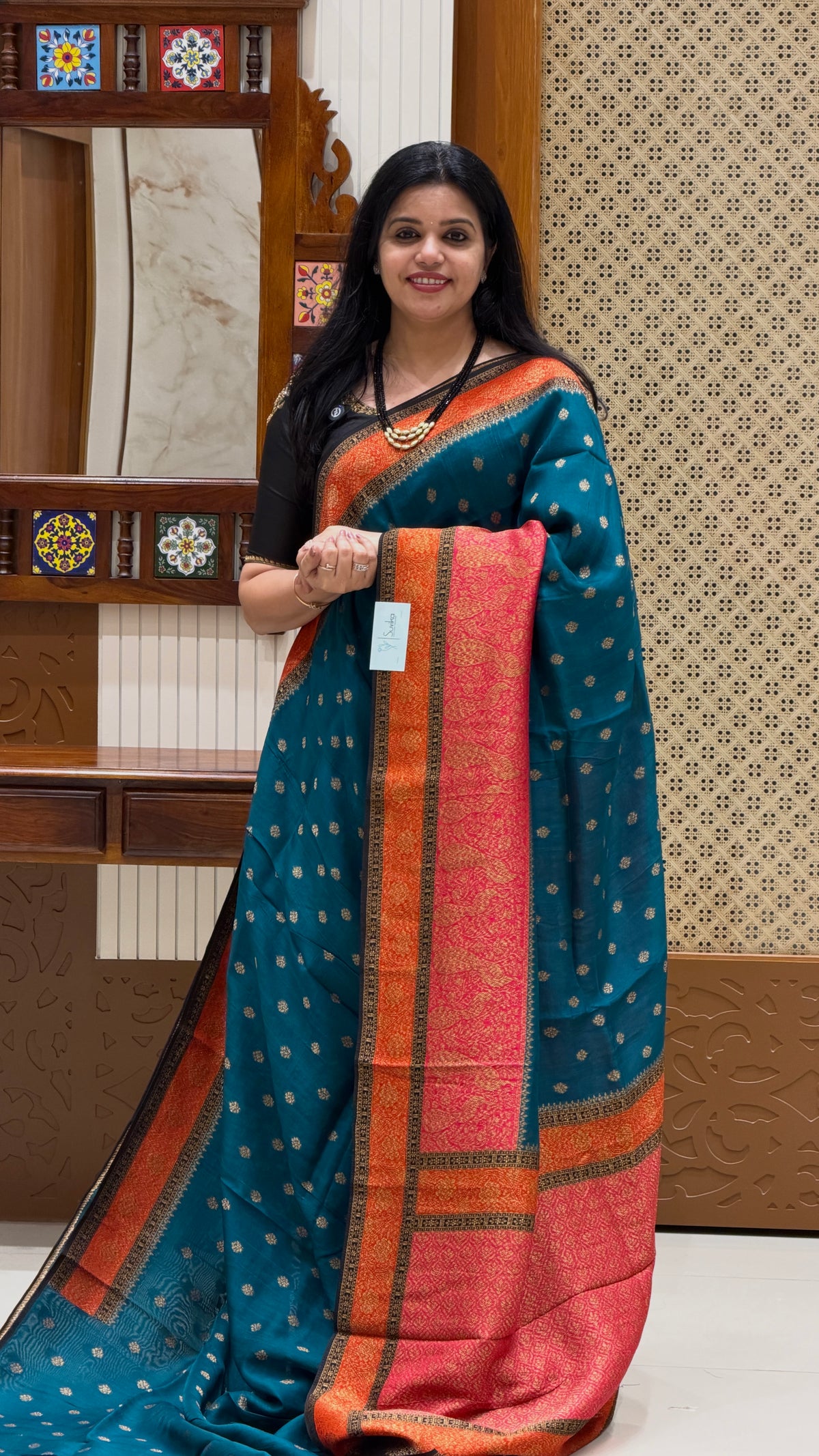 BANARASI DUPION SILK SAREE SUV5812-RAMAGREEN