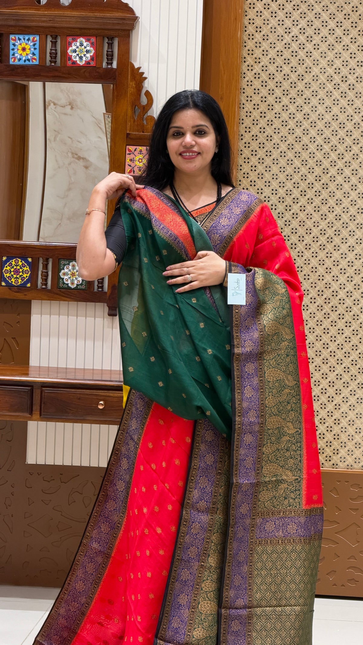 BANARASI DUPION SILK SAREE  SUV5812-PINK