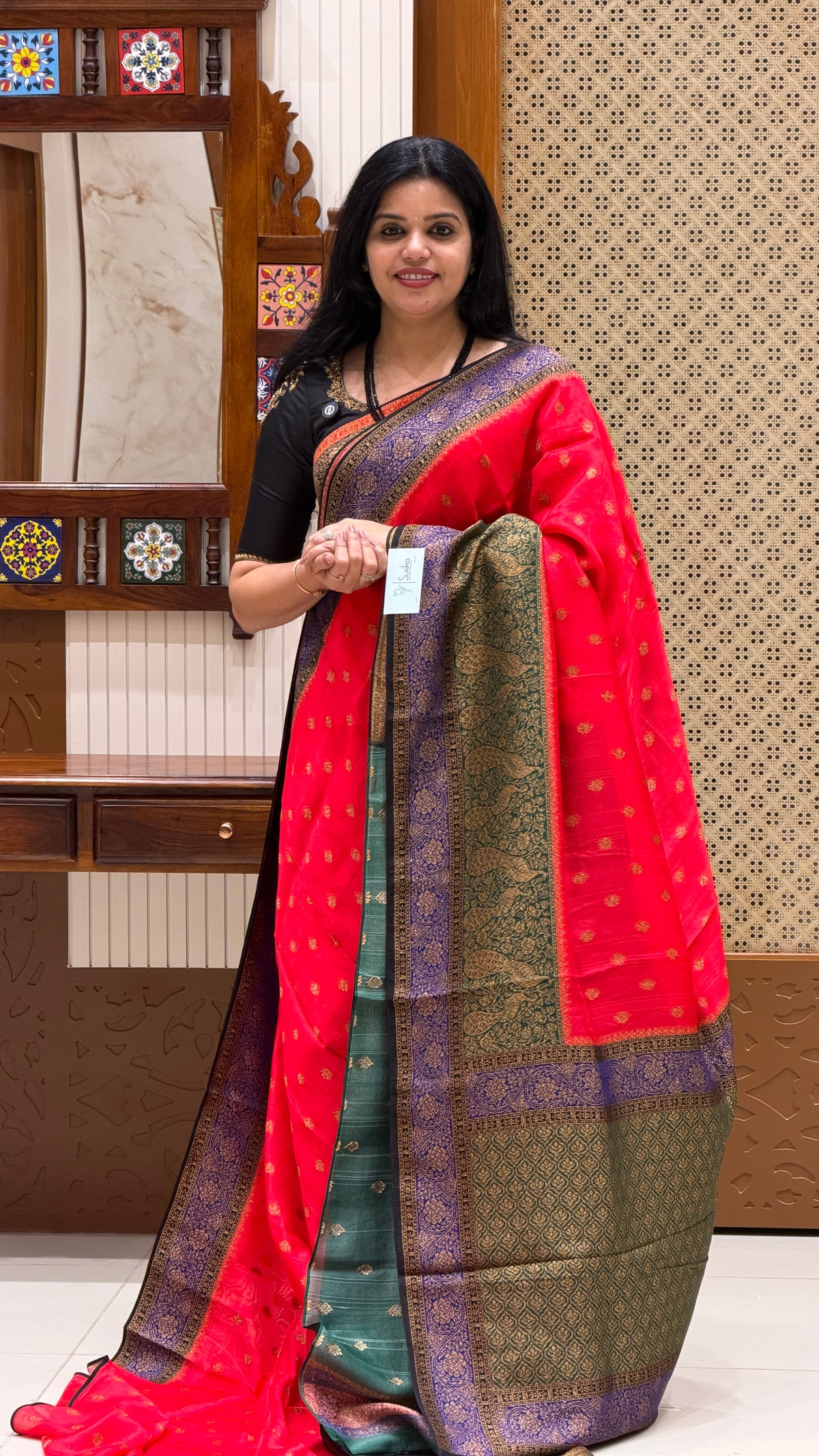BANARASI DUPION SILK SAREE  SUV5812-PINK