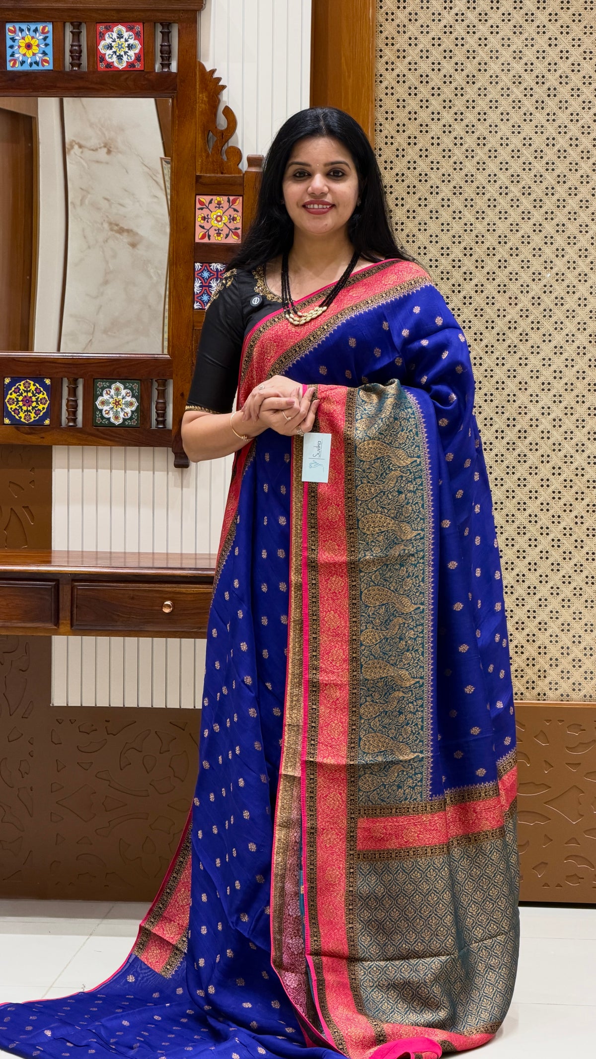 BANARASI DUPION SILK SAREE  SUV5812-ROYALBLUE