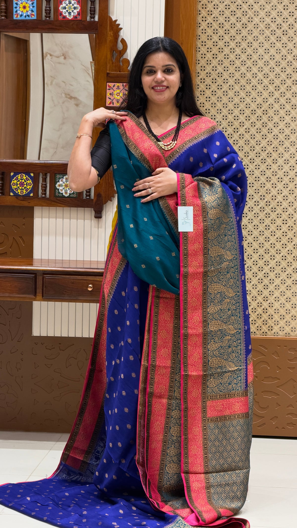 BANARASI DUPION SILK SAREE  SUV5812-ROYALBLUE