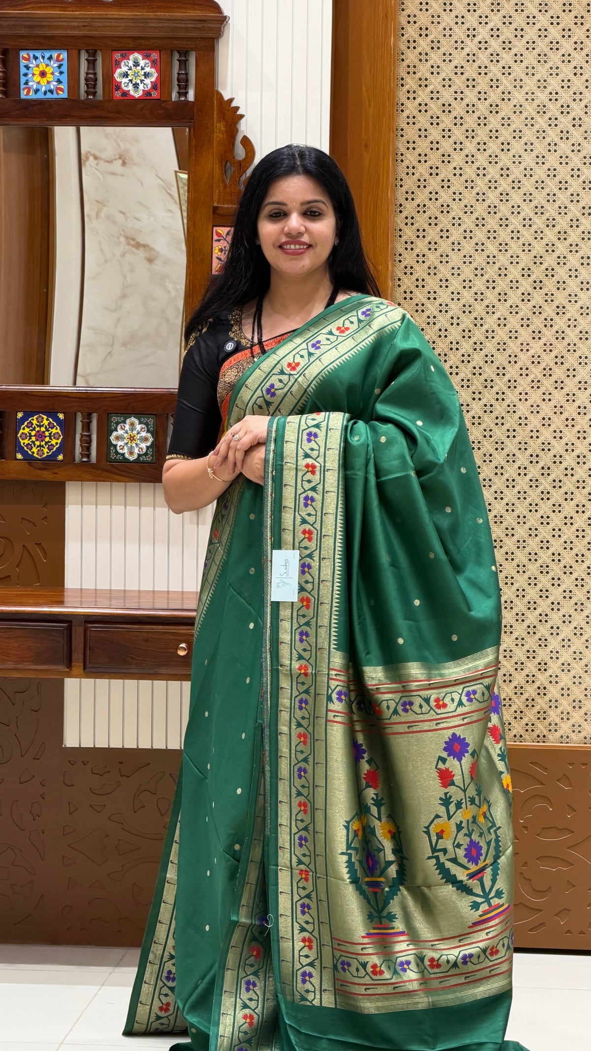 VISCOSE CREPE SILK SAREE SUV5874-BOTTLEGREEN