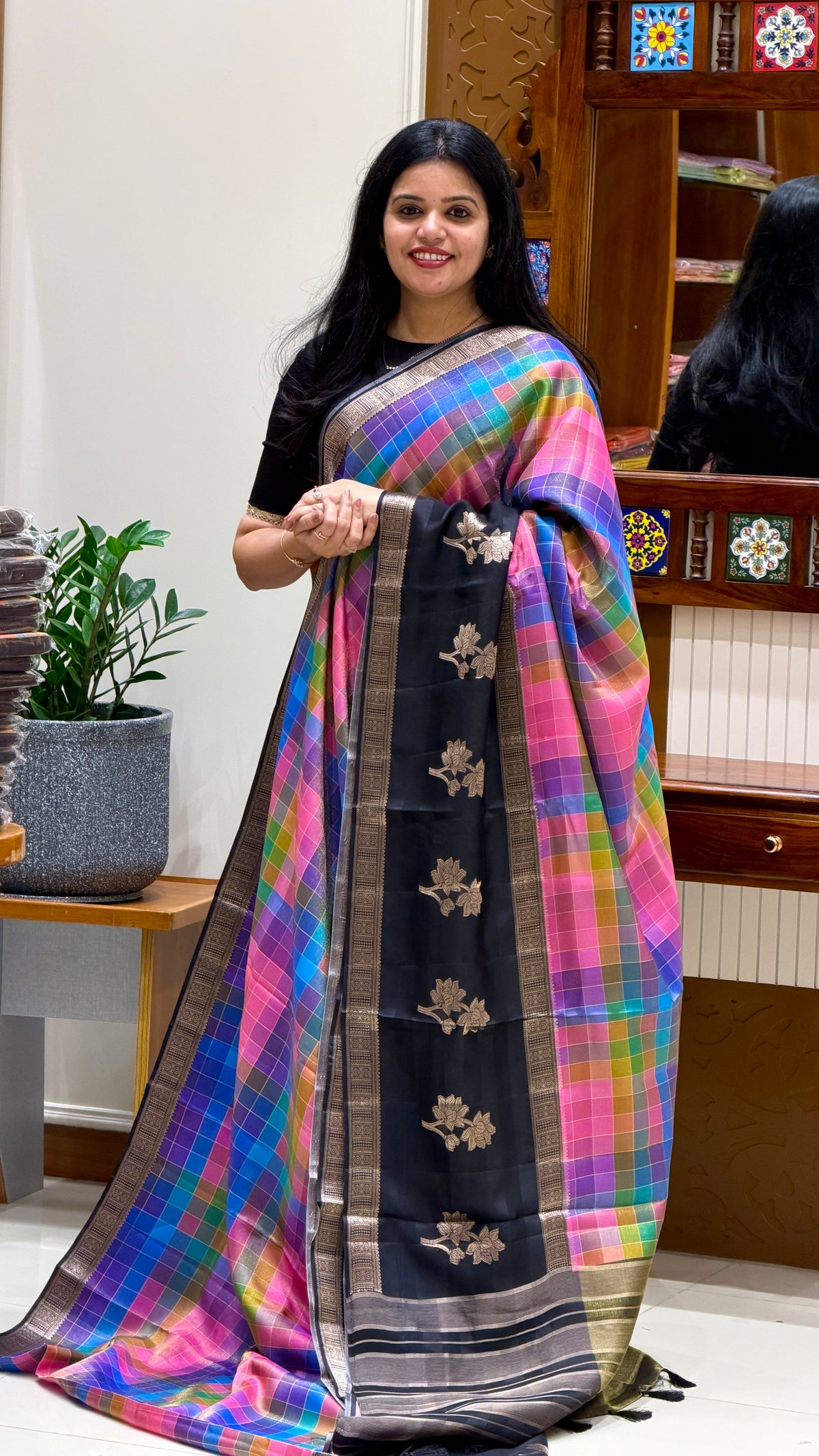 CHECKS SAREE SUV5880-MULTI-2