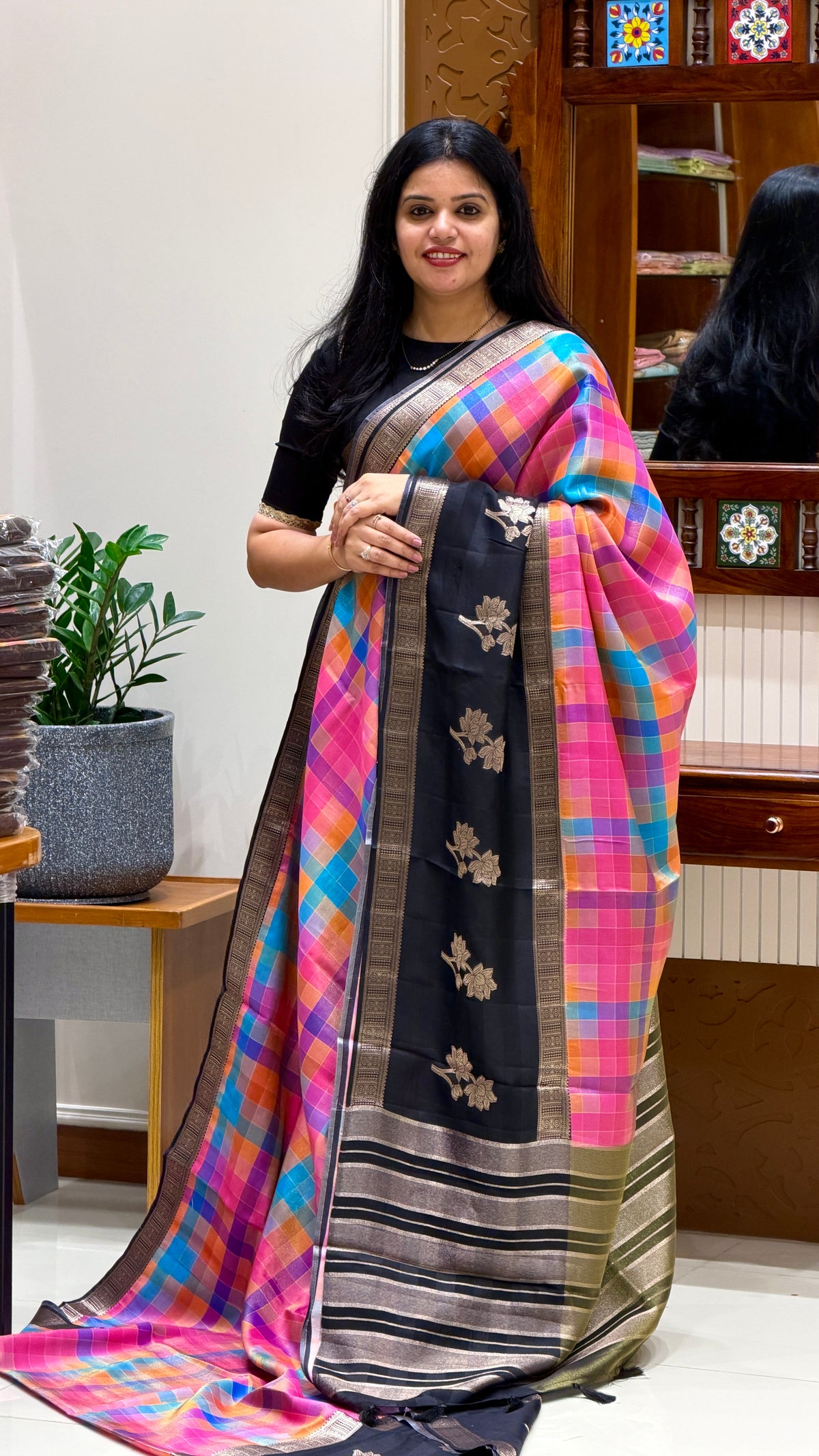 CHECKS SAREE SUV5880-MULTI-1