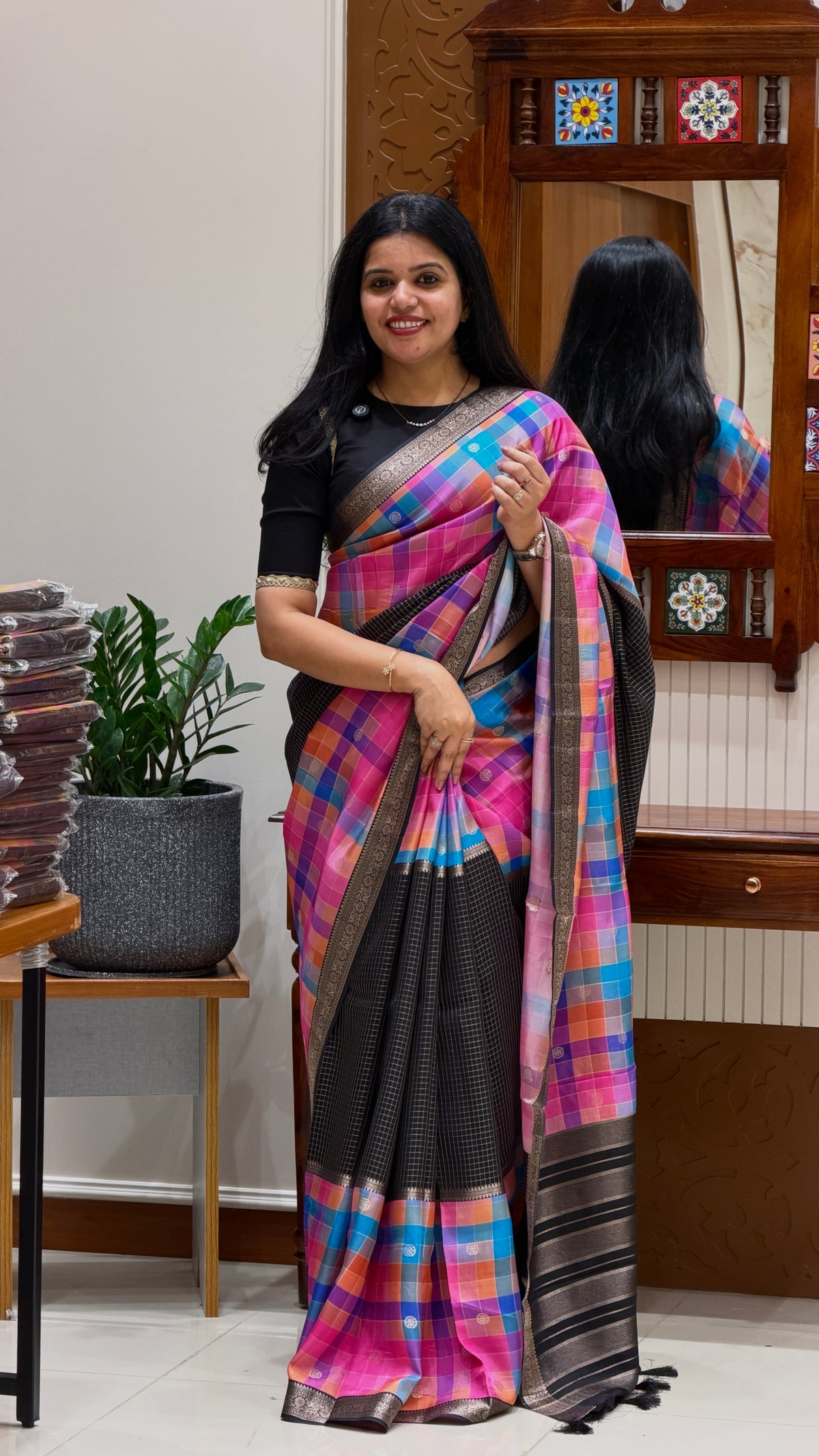 CHECKS SAREE SUV6079-MULTI-3