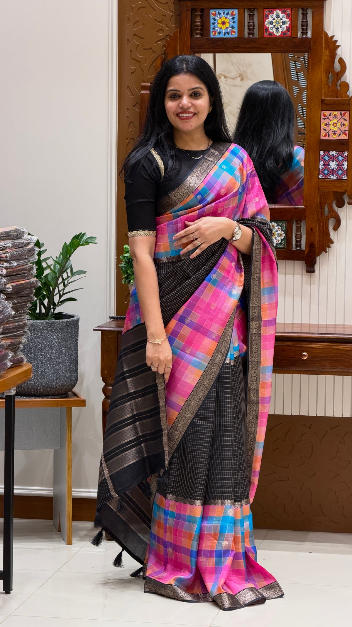CHECKS SAREE SUV6079-MULTI-3