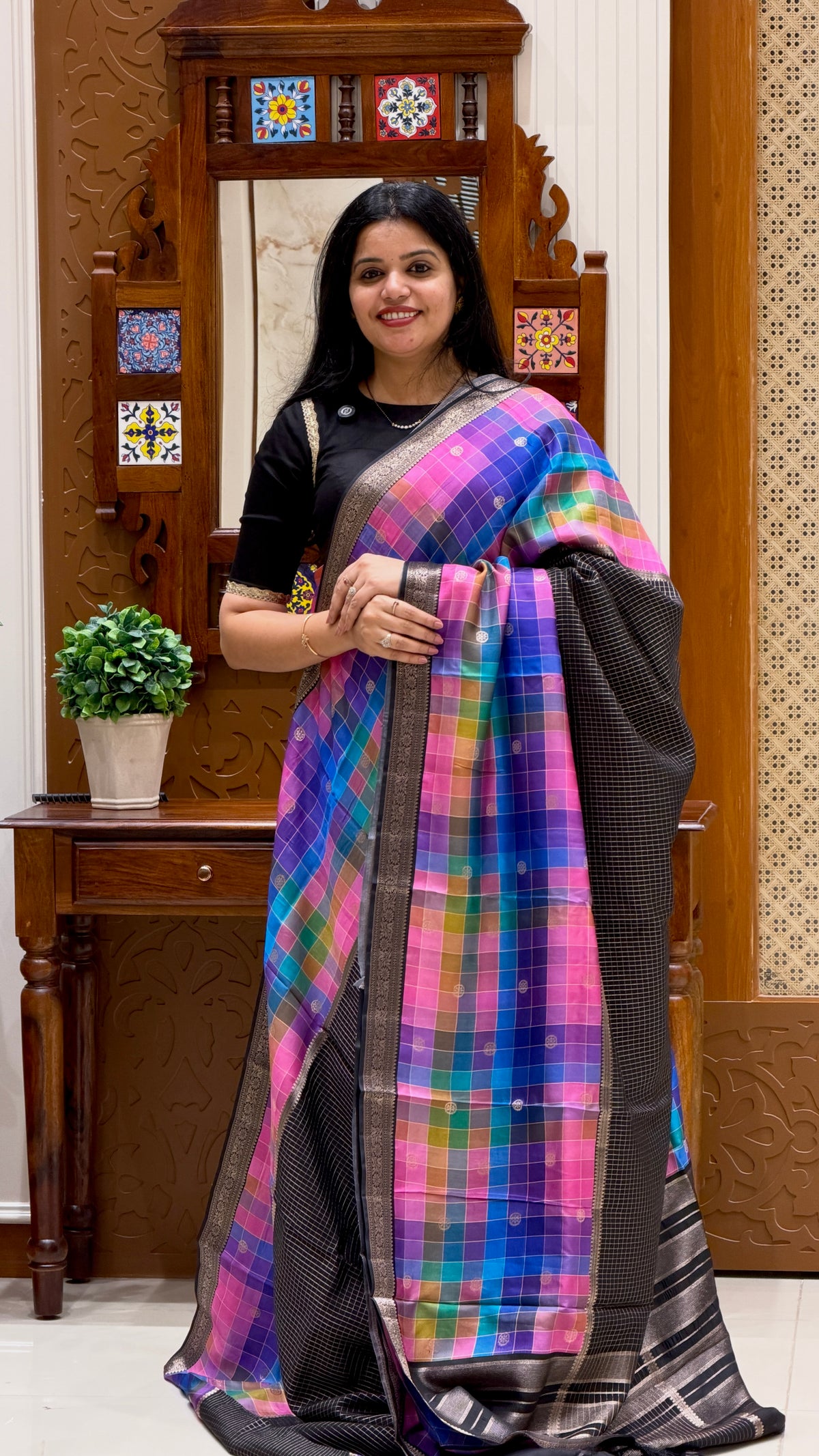 CHECKS SAREE SUV6079-MULTI-2